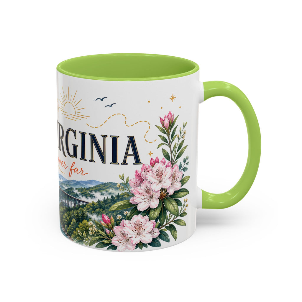 West Virginia State Map Mug | Appalachian Bridge, Rhododendron Accent Coffee Cup