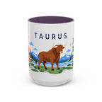Taurus Zodiac Coffee Mug | Bull and Rose Design | Astrology Birthday Gift | 11 oz 15 oz Ceramic Accent Mug