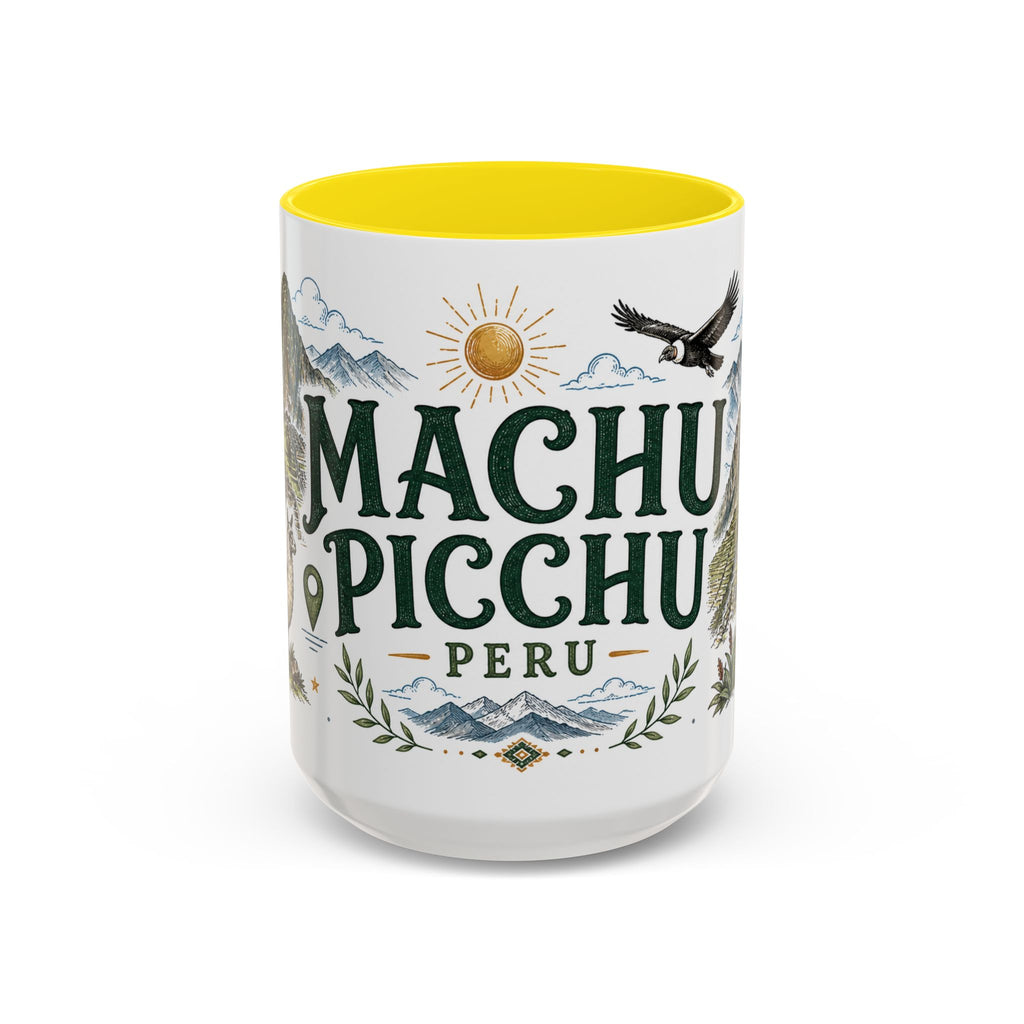 Machu Picchu Coffee Mug | Travel Destination Souvenir Gift | Accent Color Ceramic 11oz 15oz