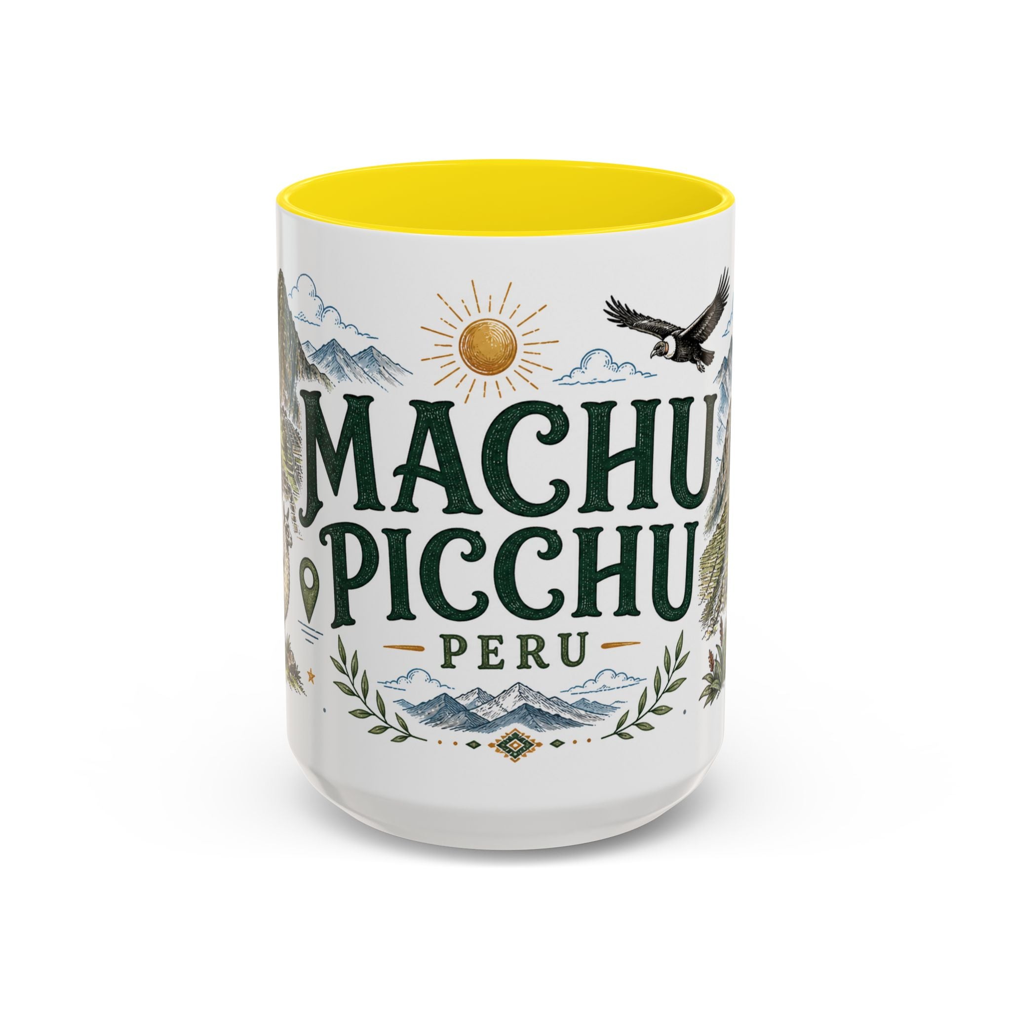 Machu Picchu Coffee Mug | Travel Destination Souvenir Gift | Accent Color Ceramic 11oz 15oz