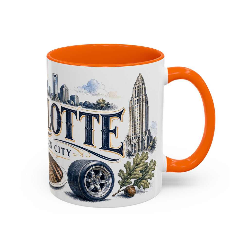 Charlotte Coffee Mug | United States Travel Souvenir | Vintage Illustrated City Gift | 11 oz 15 oz Accent Mug