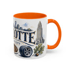 Charlotte Coffee Mug | United States Travel Souvenir | Vintage Illustrated City Gift | 11 oz 15 oz Accent Mug