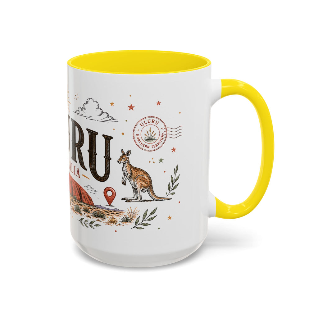 Uluru Coffee Mug | Travel Destination Souvenir Gift | Accent Color Ceramic 11oz 15oz