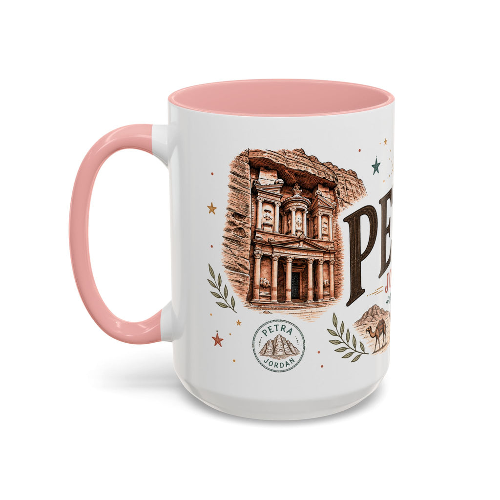 Petra Coffee Mug | Travel Destination Souvenir Gift | Accent Color Ceramic 11oz 15oz