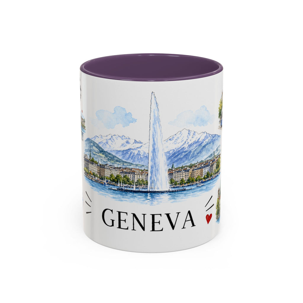 Geneva Illustrated Travel Mug | City Souvenir Accent Coffee Mug | 11oz 15oz Ceramic Cup