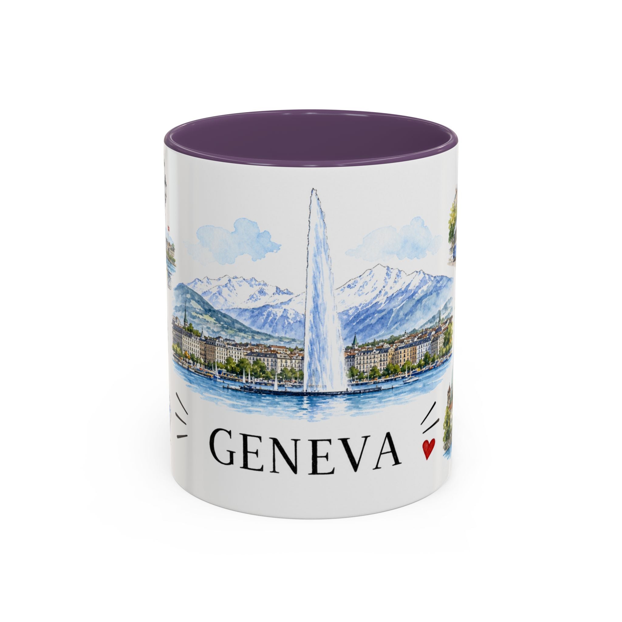 Geneva Illustrated Travel Mug | City Souvenir Accent Coffee Mug | 11oz 15oz Ceramic Cup