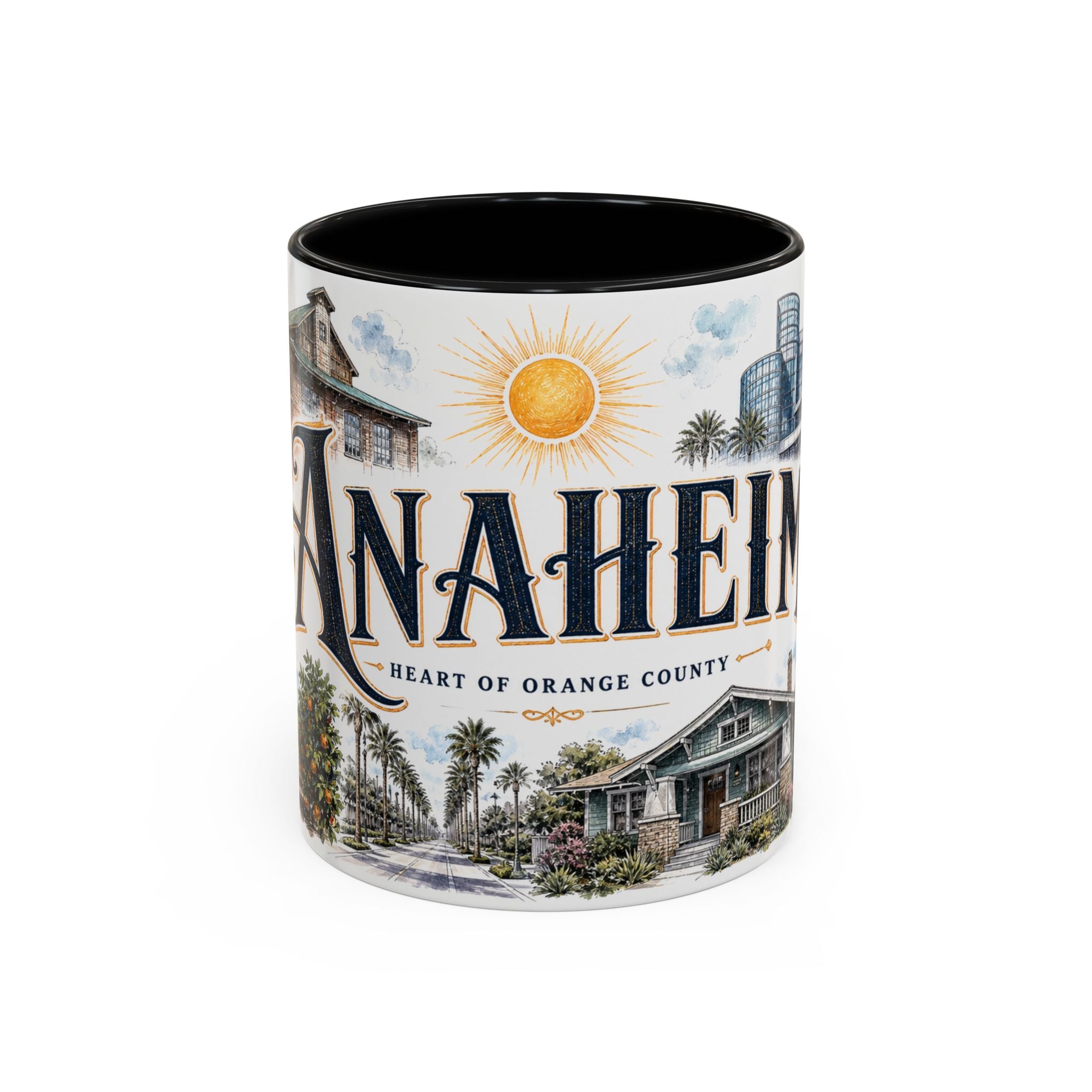 Anaheim Coffee Mug | United States Travel Souvenir | Vintage Illustrated City Gift | 11 oz 15 oz Accent Mug