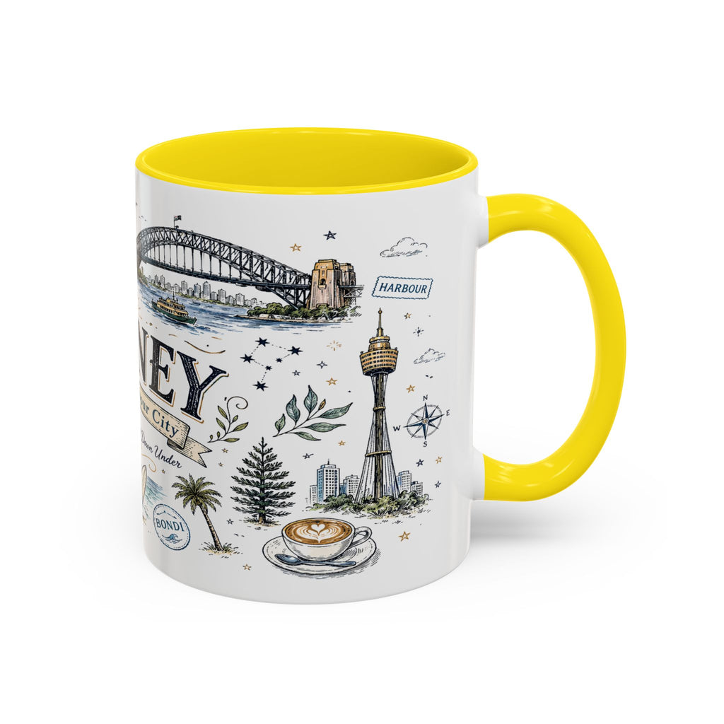 Sydney Coffee Mug | Australia Souvenir Travel Gift | Accent Color Ceramic 11oz 15oz