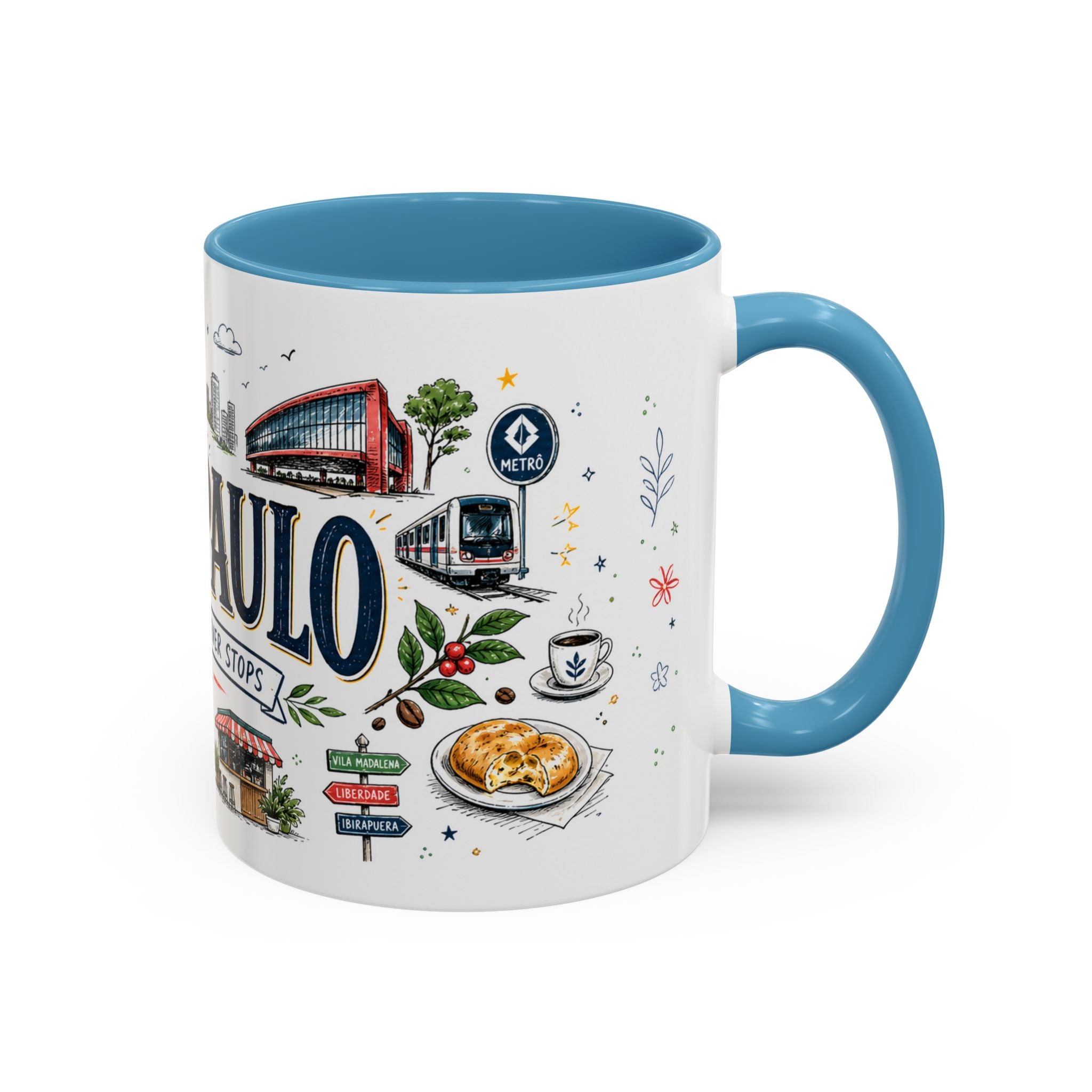 Sao Paulo Coffee Mug | Brazil Souvenir Travel Gift | Accent Color Ceramic 11oz 15oz