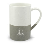 Coastal Lighthouse Engraved Speckled Ceramic Mug, 13oz, Minimalist Coffee Cup, Nature Inspired Gift