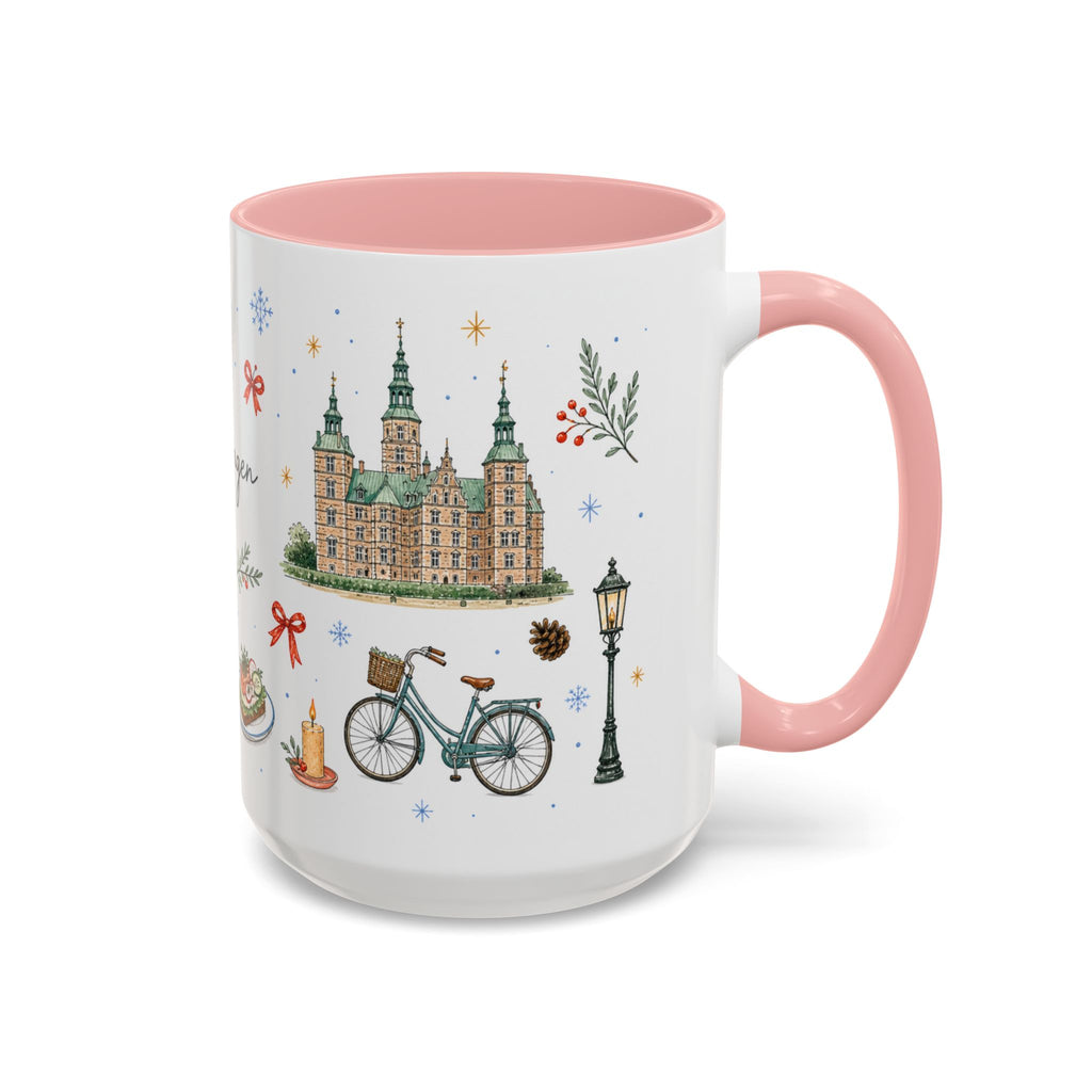 Copenhagen Christmas Mug | Watercolor Travel Souvenir | Holiday Gift | Accent Ceramic Coffee Cup 11oz 15oz