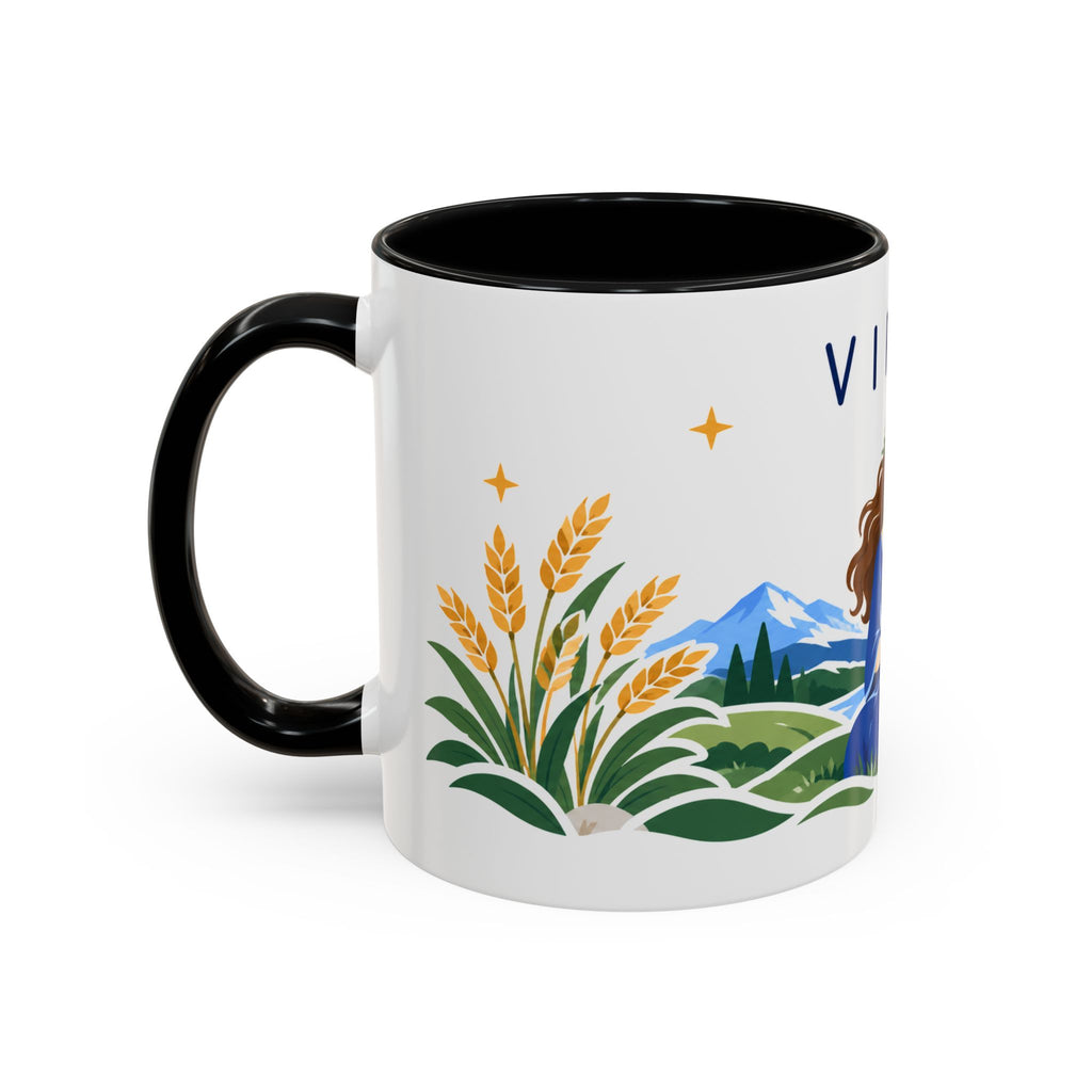 Virgo Zodiac Coffee Mug | Maiden and Wheat Design | Astrology Birthday Gift | 11 oz 15 oz Ceramic Accent Mug