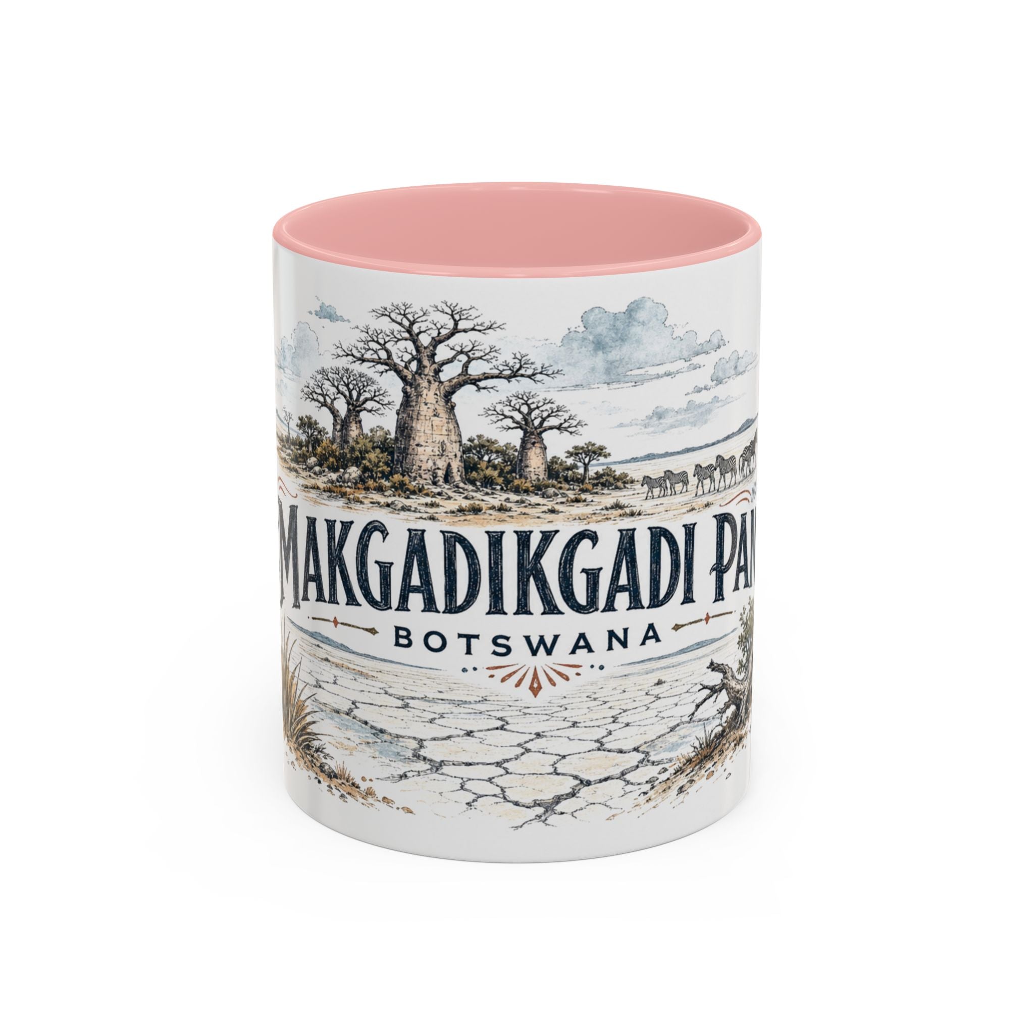 Makgadikgadi Pans Mug, Botswana Travel Souvenir, Bucket List Gift, Accent Ceramic Coffee Mug 11oz 15oz