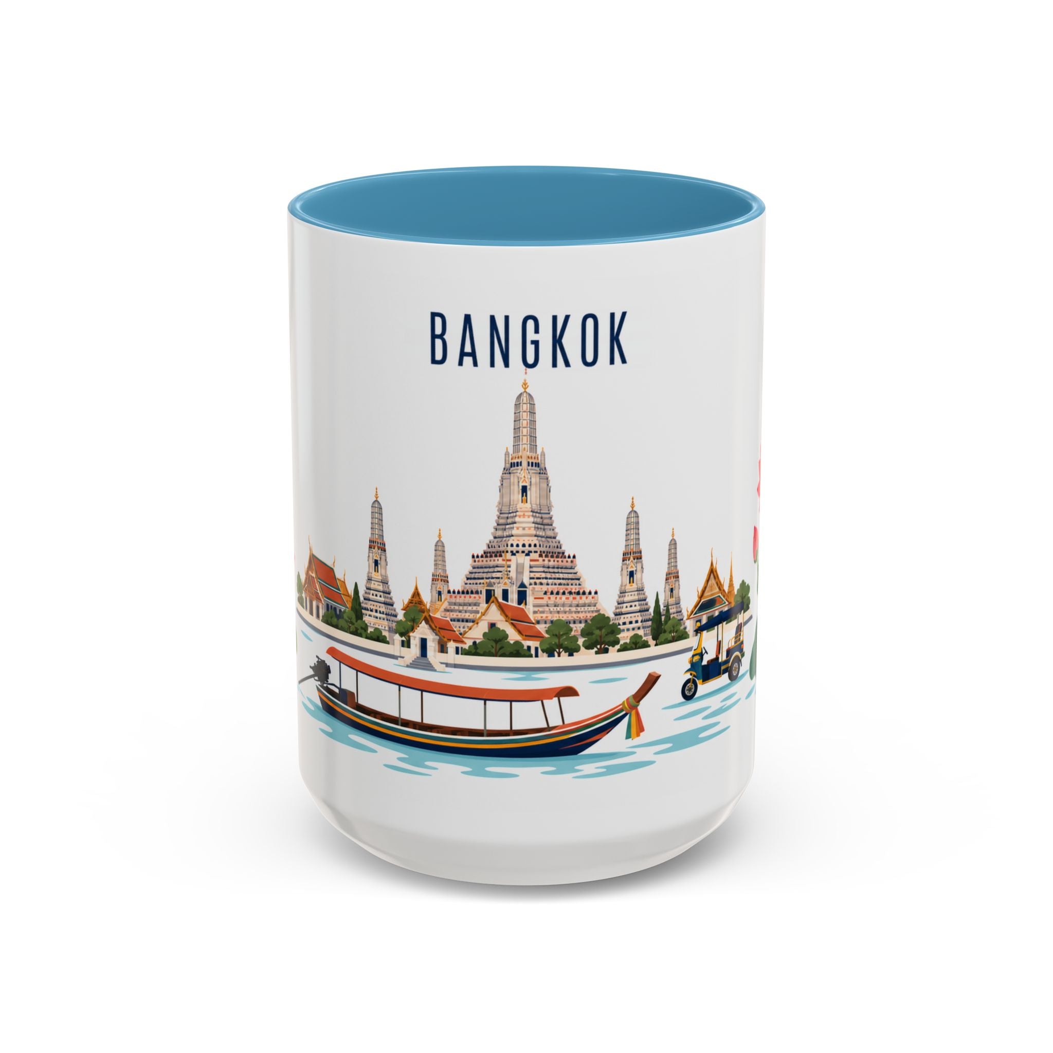 Bangkok Coffee Mug | Thailand Travel Souvenir | Porcelain Decal City Gift | 11oz 15oz Accent Mug