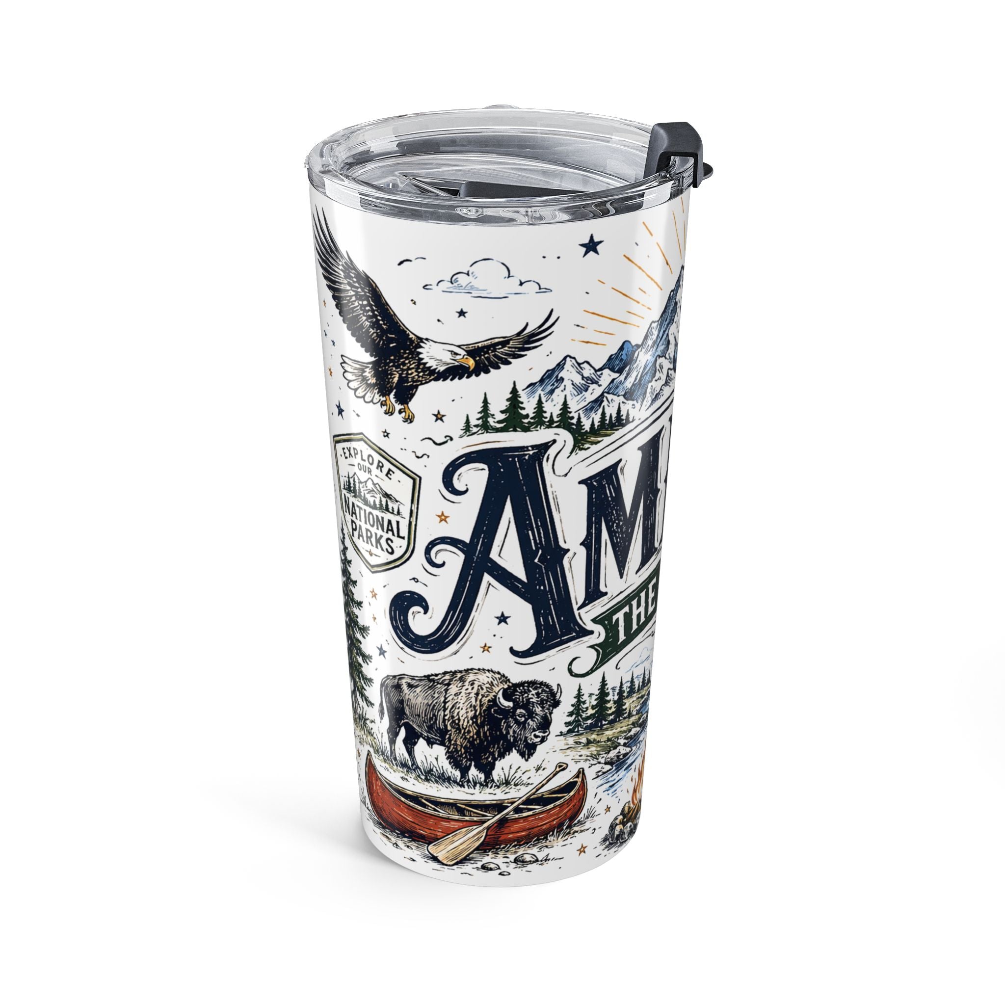 America the Beautiful 20oz Tumbler | Patriotic USA Gift | Insulated Stainless Steel Travel Cup