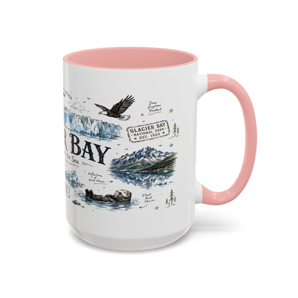 Glacier Bay National Park Coffee Mug | Alaska Wilderness Kayaking Gift | Accent Color Ceramic 11oz 15oz