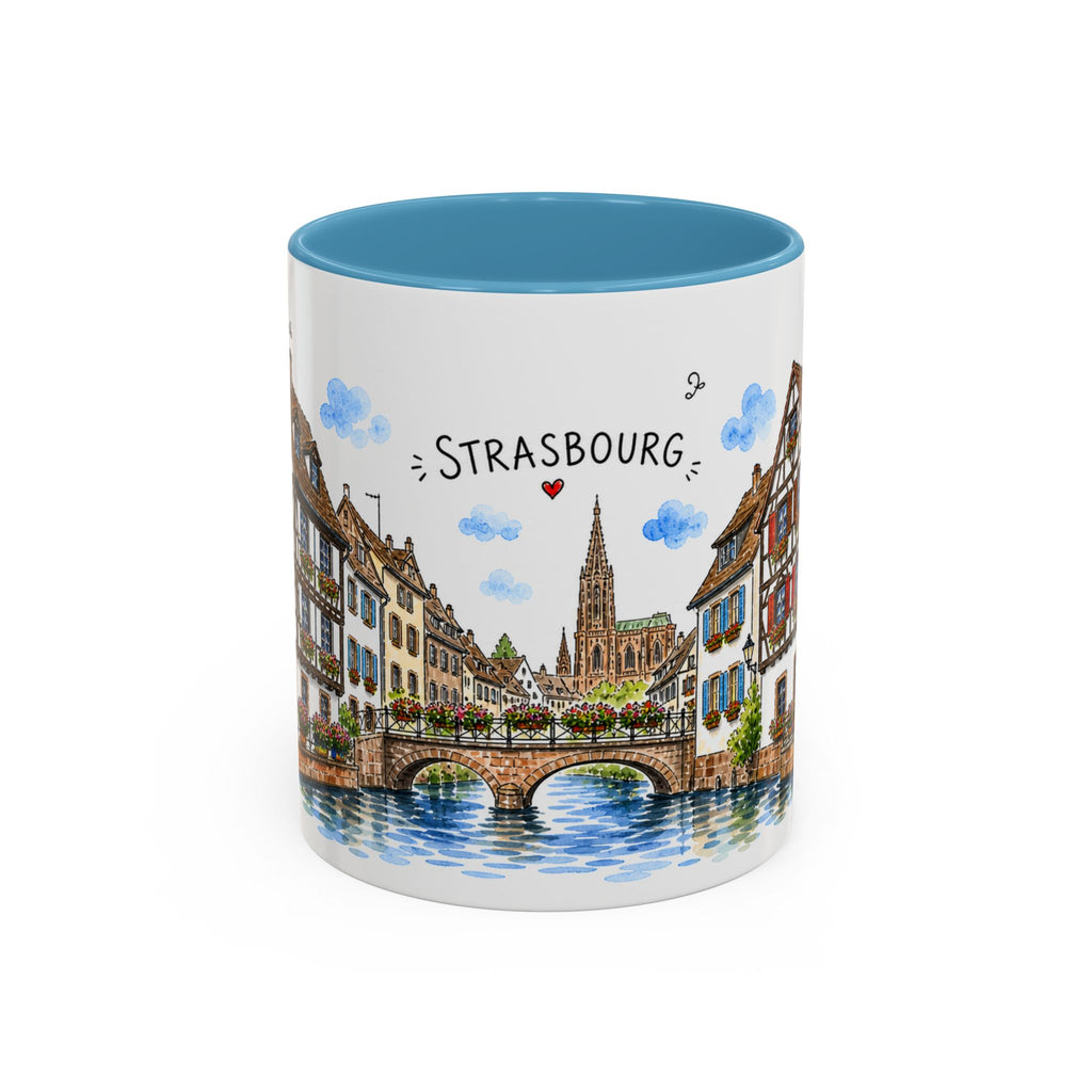 Strasbourg Illustrated Travel Mug | France Souvenir Accent Coffee Mug | 11oz 15oz Ceramic Cup