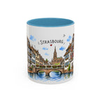 Strasbourg Illustrated Travel Mug | France Souvenir Accent Coffee Mug | 11oz 15oz Ceramic Cup