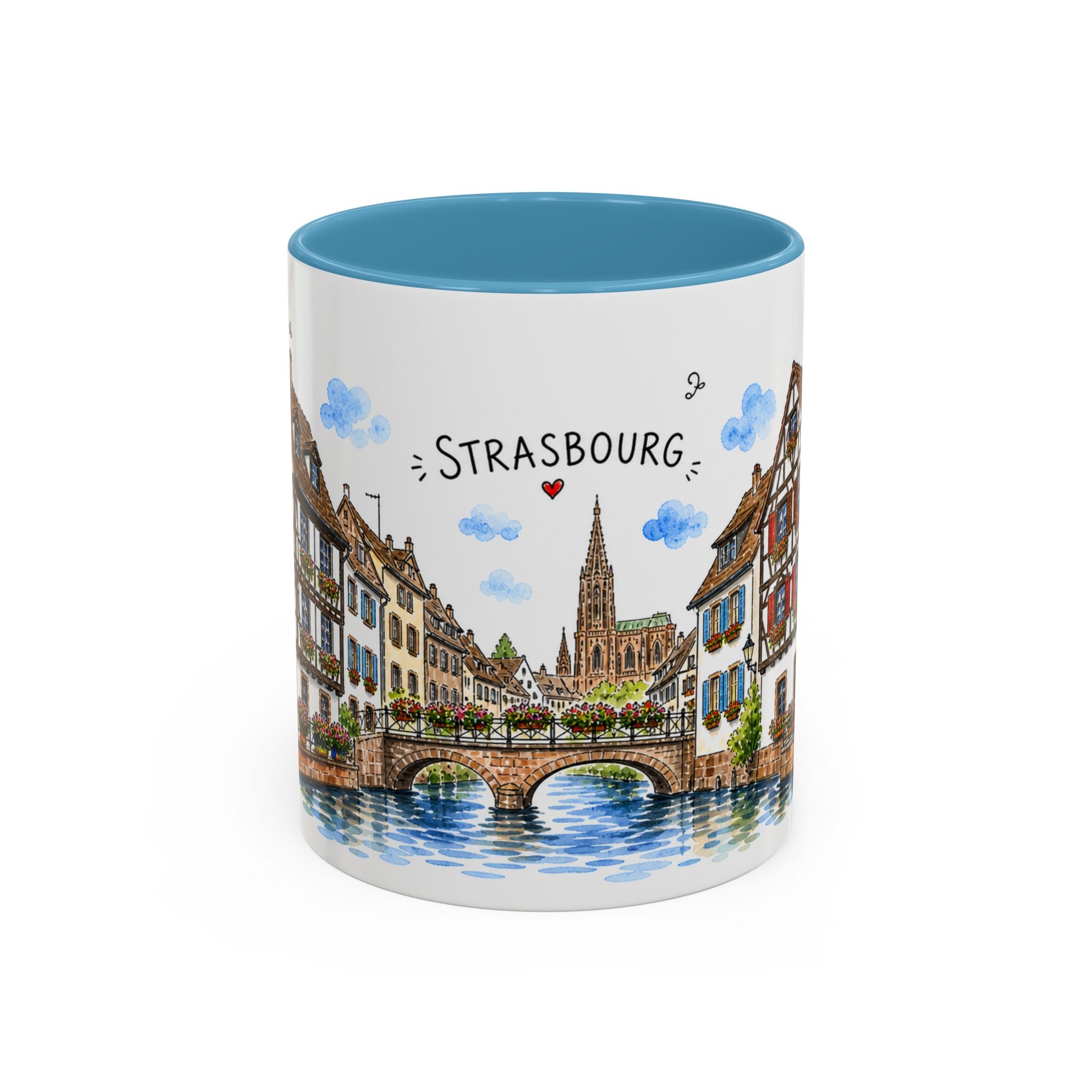 Strasbourg Illustrated Travel Mug | France Souvenir Accent Coffee Mug | 11oz 15oz Ceramic Cup
