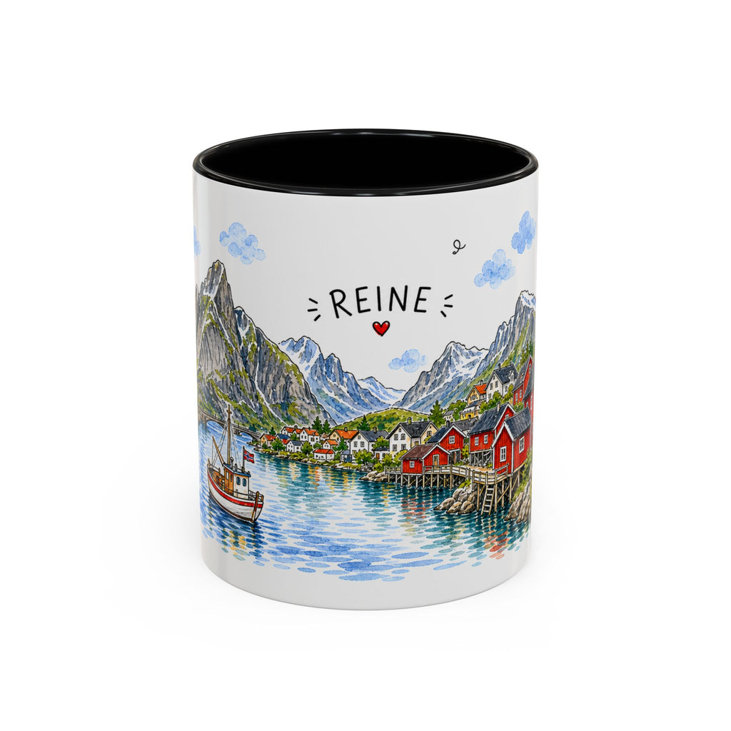 Reine Illustrated Travel Mug | Norway Souvenir Accent Coffee Mug | 11oz 15oz Ceramic Cup