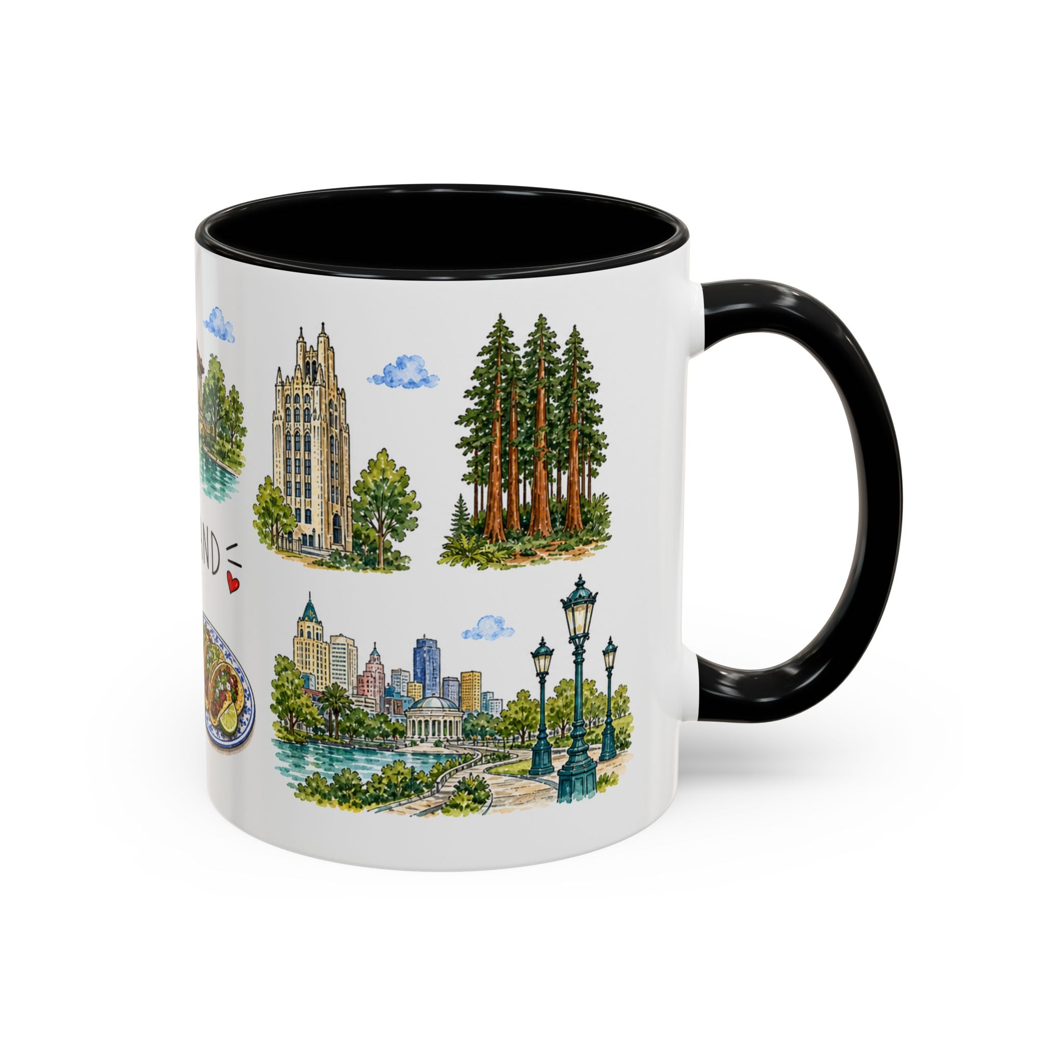 Oakland Illustrated Travel Mug | City Souvenir Accent Coffee Mug | 11oz 15oz Ceramic Cup