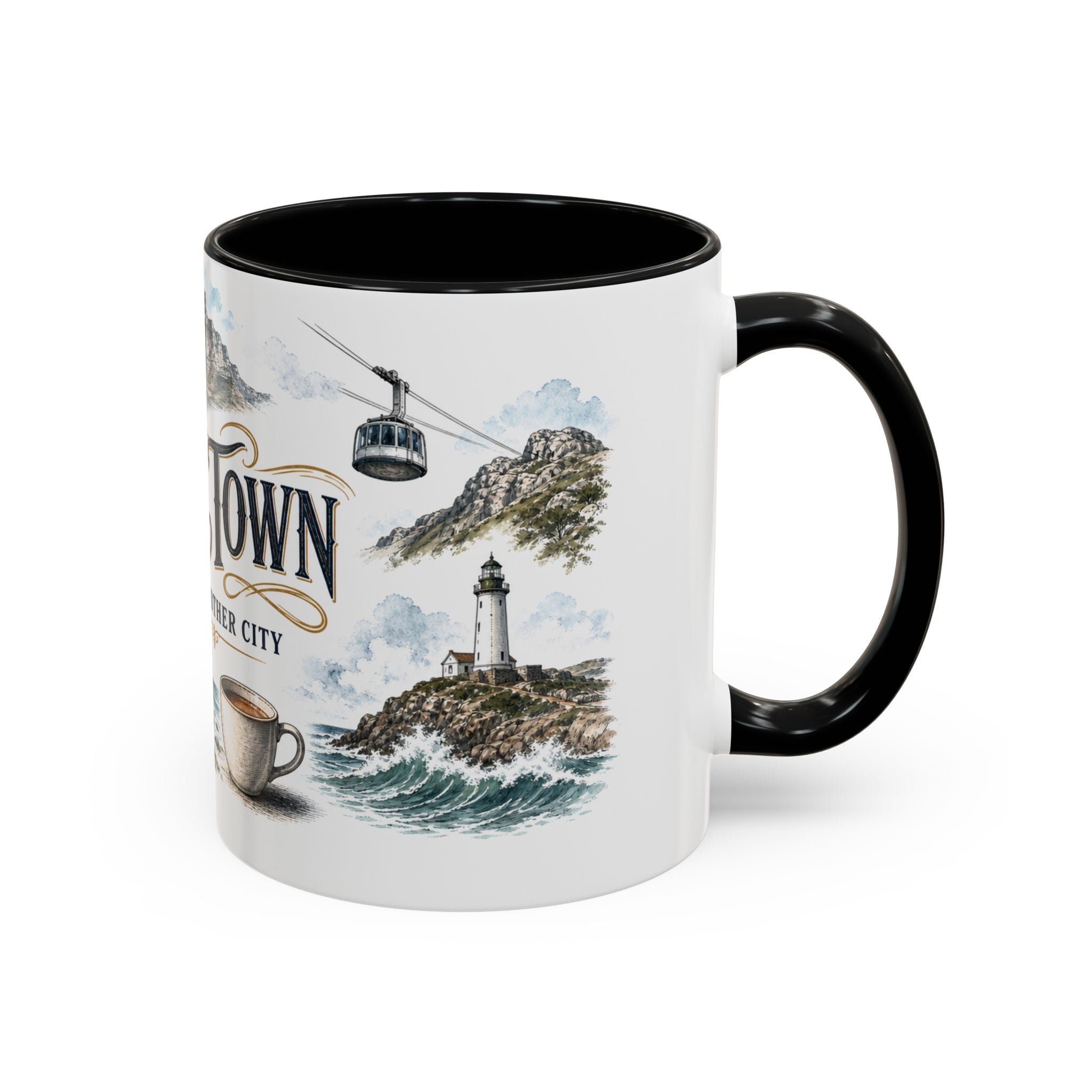 Cape Town Coffee Mug | South Africa Travel Souvenir | Vintage Illustrated City Gift | 11 oz 15 oz Accent Mug