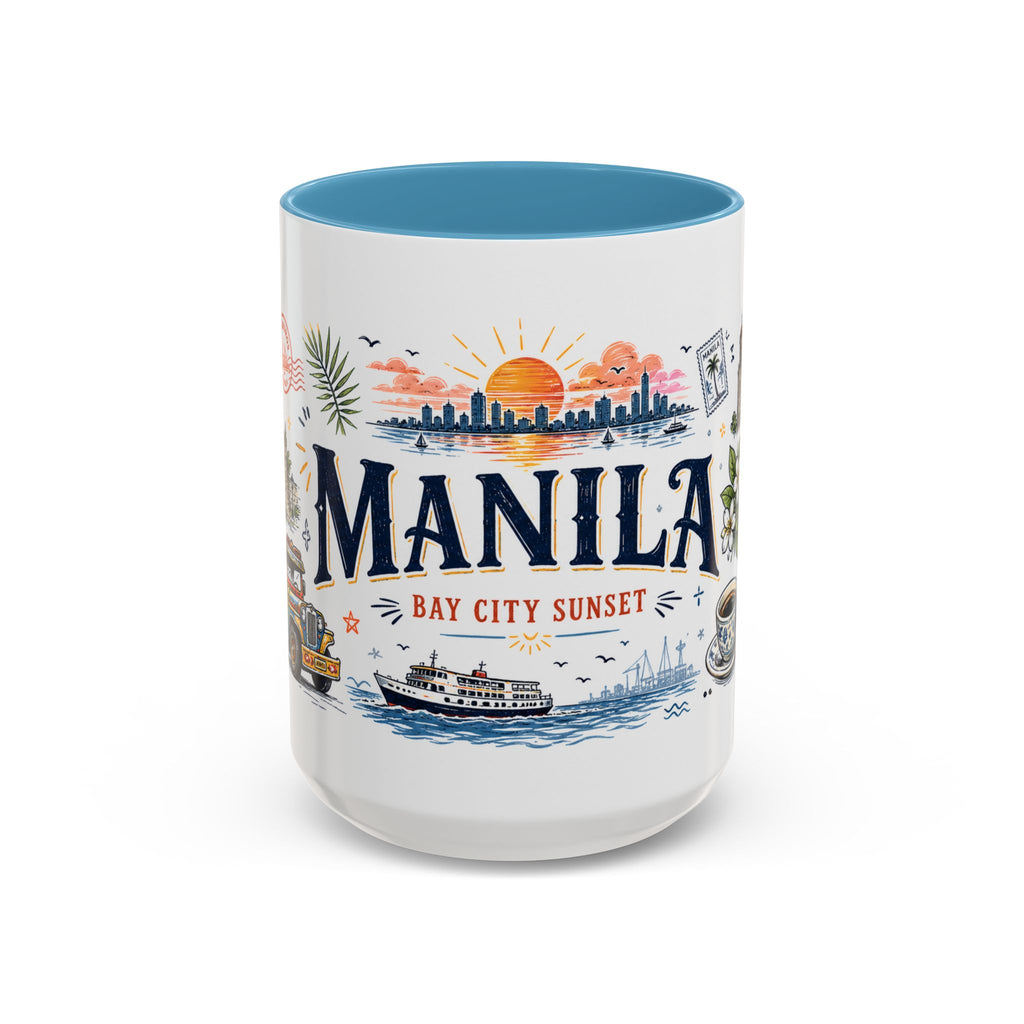 Manila Coffee Mug | Philippines Souvenir Travel Gift | Accent Color Ceramic 11oz 15oz