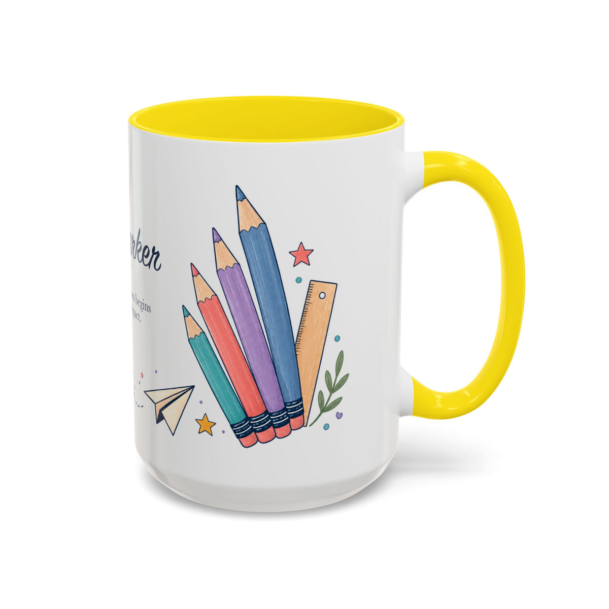 Personalized First Year Teacher Mug | Custom Name Pencil Coffee Cup