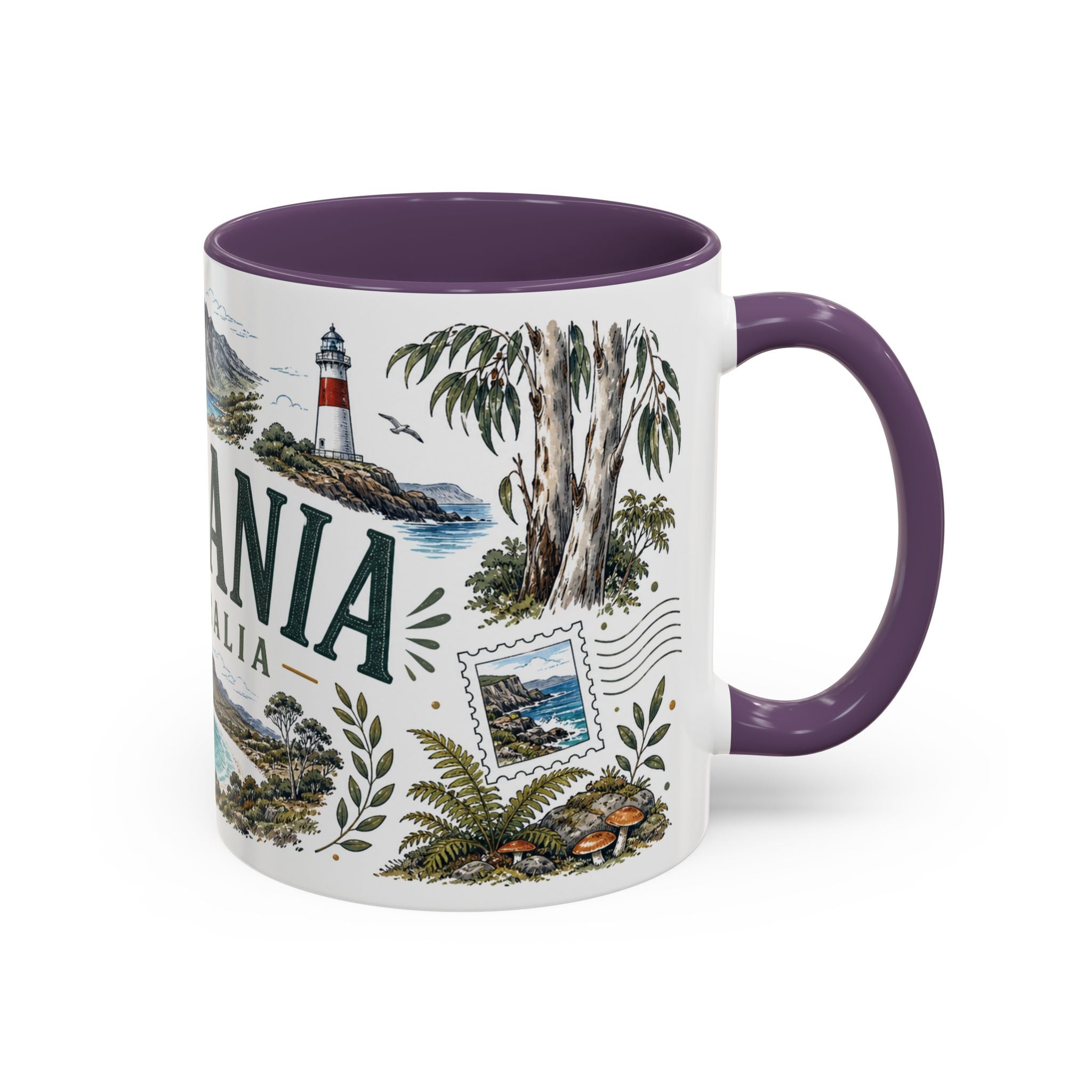 Tasmania Coffee Mug | Travel Destination Souvenir Gift | Accent Color Ceramic 11oz 15oz