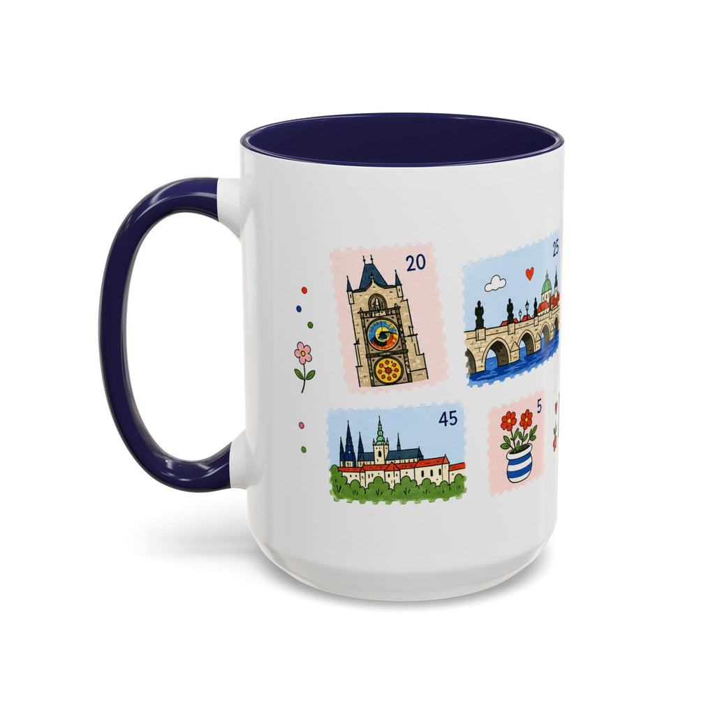 Prague Coffee Mug | Postage Stamp Collage Mug | Travel Souvenir Accent Cup 11oz 15oz
