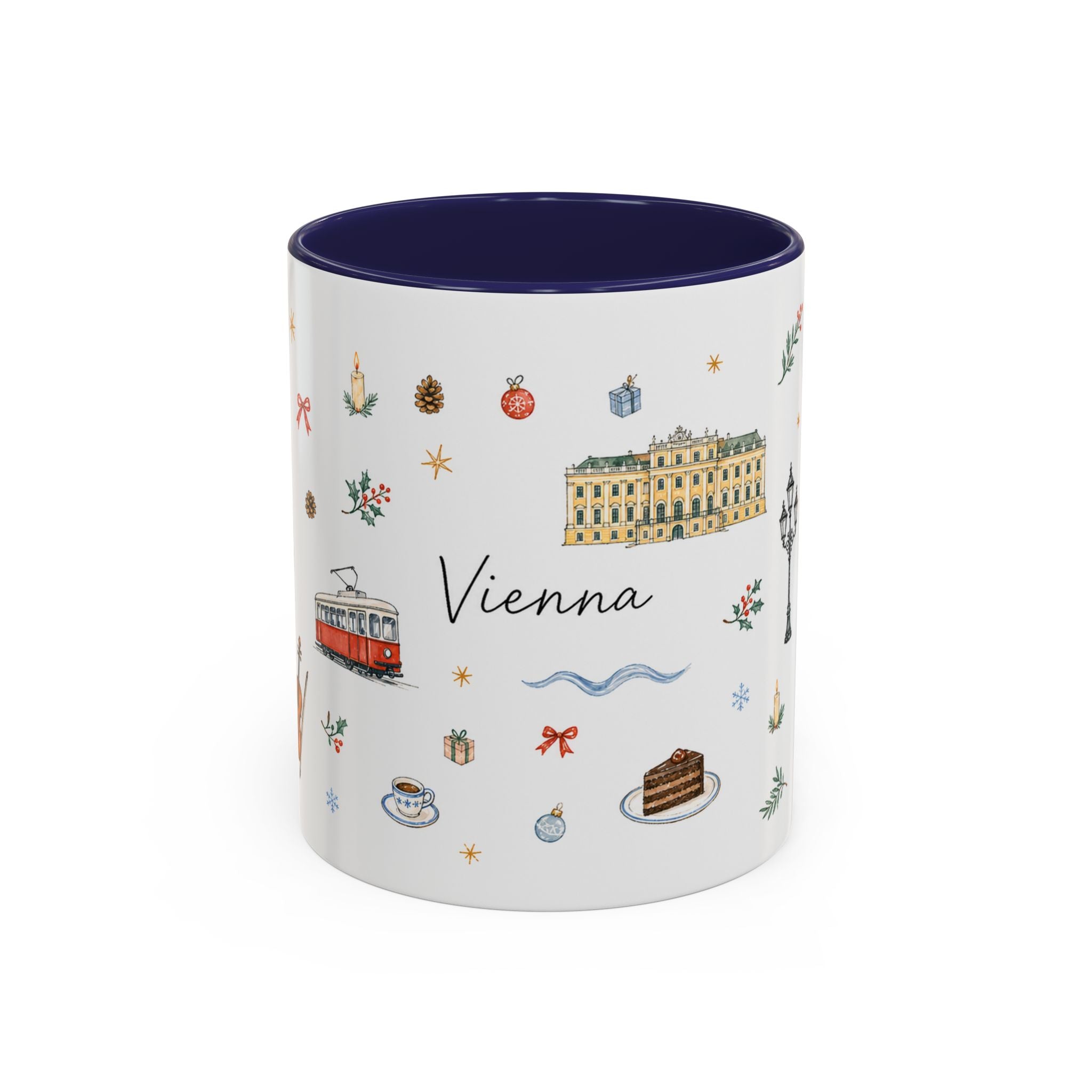 Vienna Christmas Mug | Watercolor Travel Souvenir | Holiday Gift | Accent Ceramic Coffee Cup 11oz 15oz