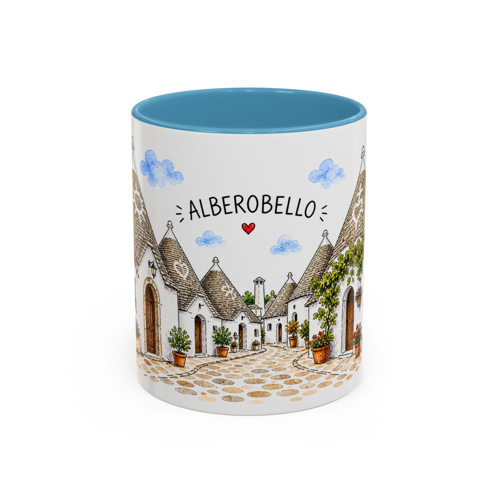 Alberobello Illustrated Travel Mug | Italy Souvenir Accent Coffee Mug | 11oz 15oz Ceramic Cup