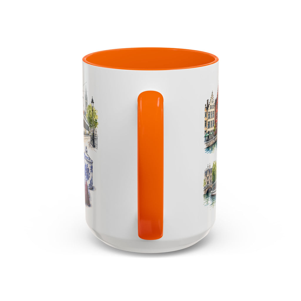 Ghent Illustrated Travel Mug | City Souvenir Accent Coffee Mug | 11oz 15oz Ceramic Cup