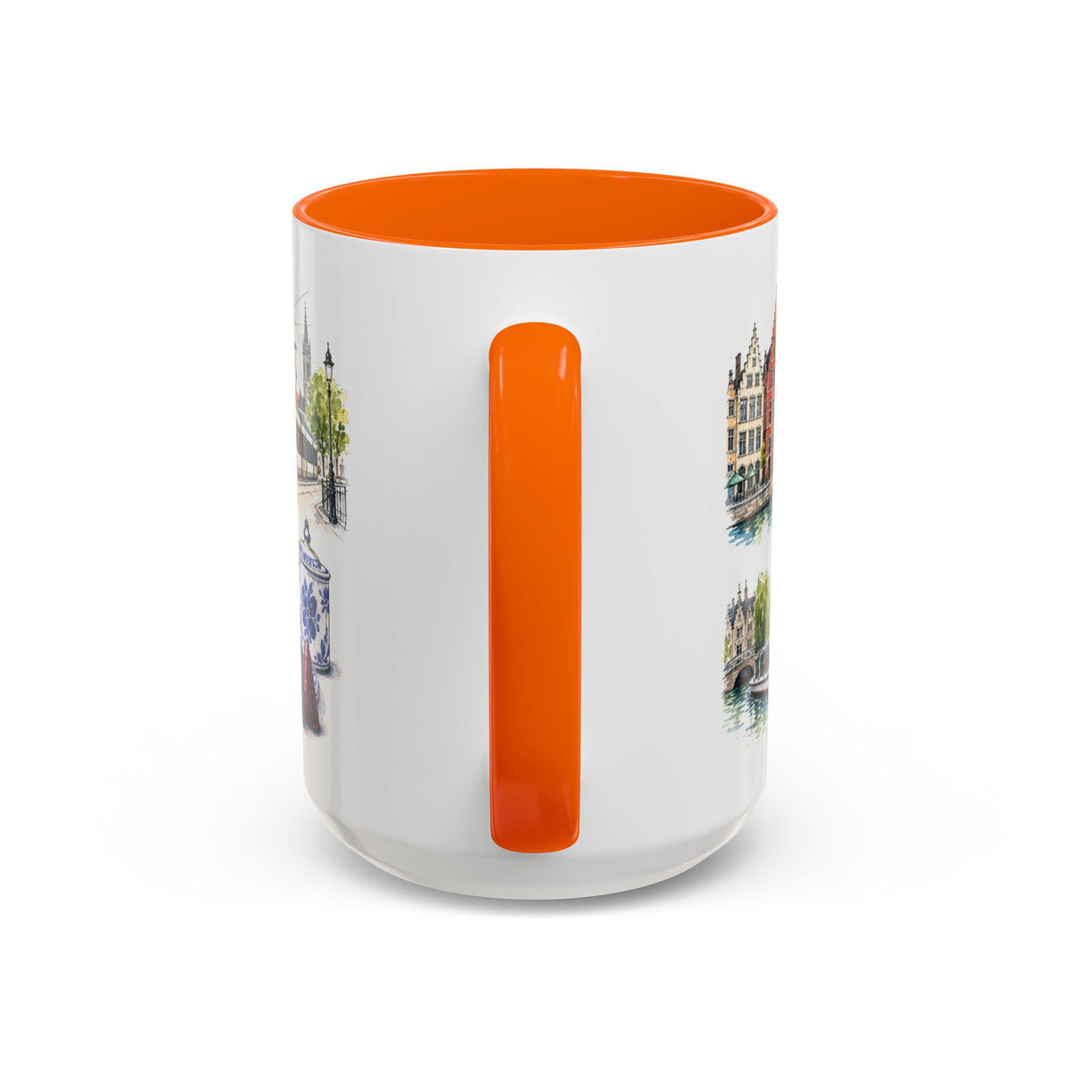 Ghent Illustrated Travel Mug | City Souvenir Accent Coffee Mug | 11oz 15oz Ceramic Cup