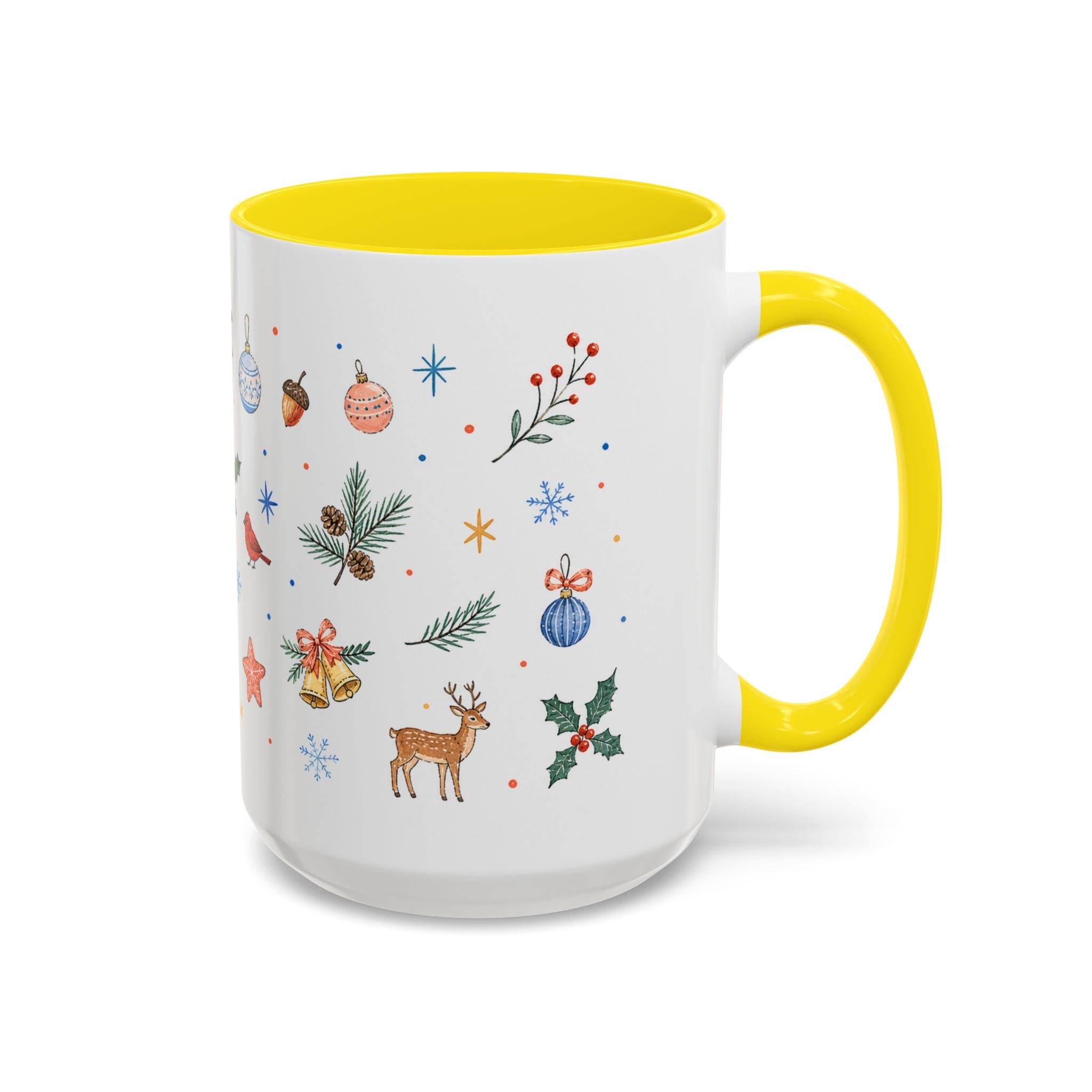 Woodland Christmas Mug | Deer Bird Watercolor Holiday Gift | Accent Cup 11oz 15oz