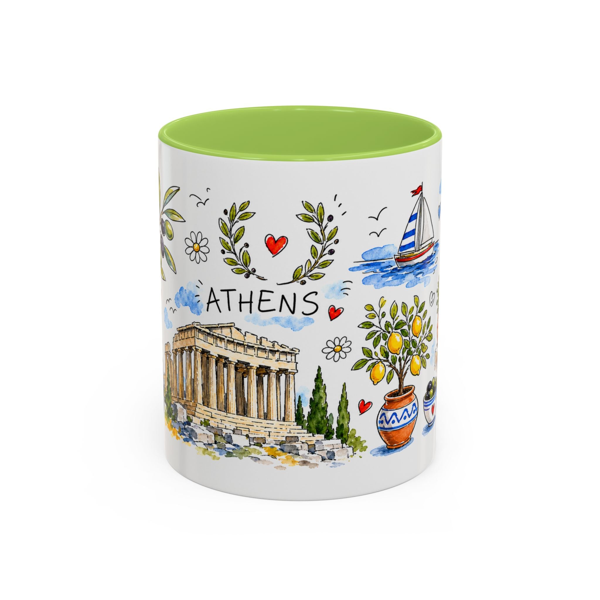 Athens Travel Mug | European City Souvenir Accent Coffee Mug | 11oz 15oz Ceramic Cup
