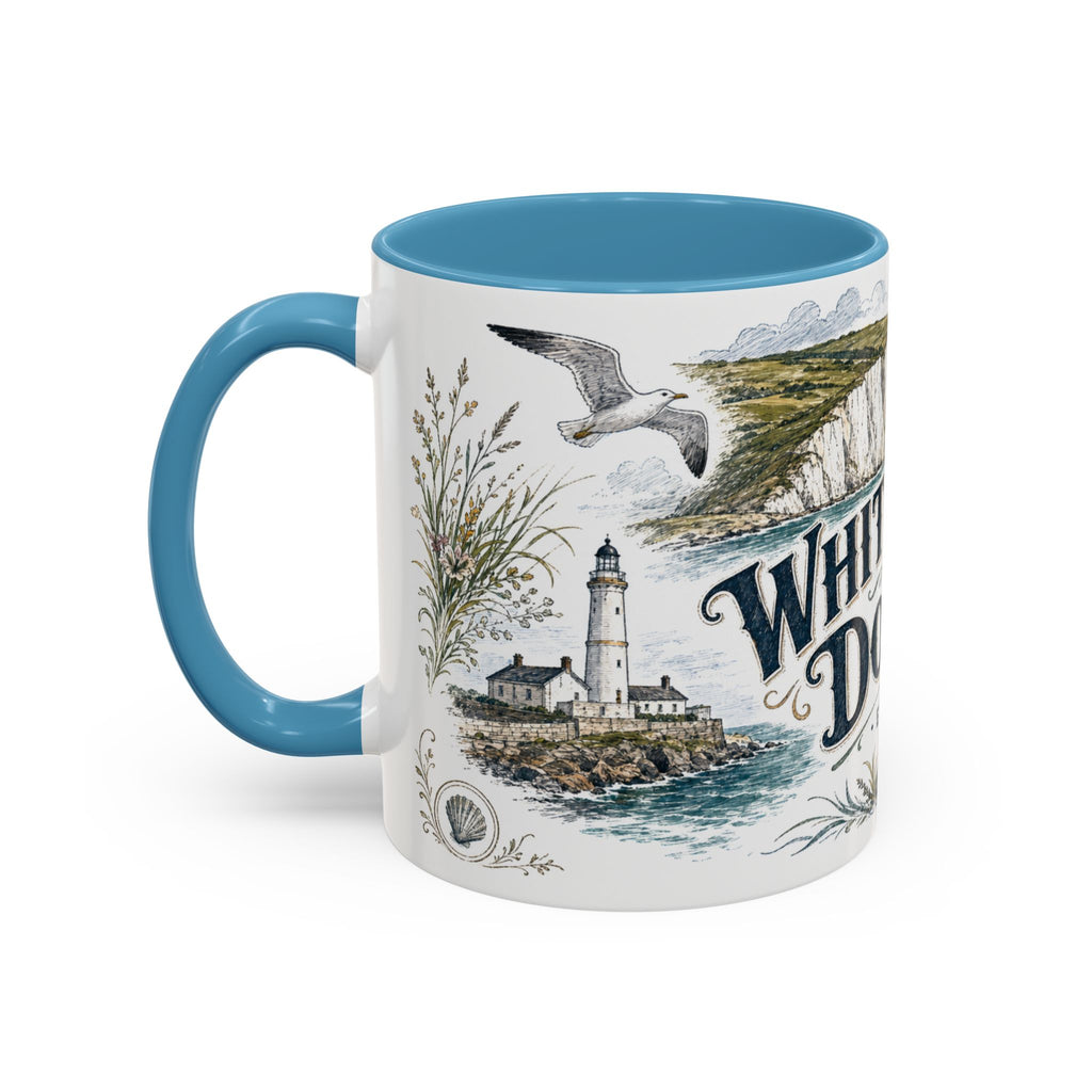 White Cliffs of Dover Mug, England Travel Souvenir, Bucket List Gift, Accent Ceramic Coffee Mug 11oz 15oz