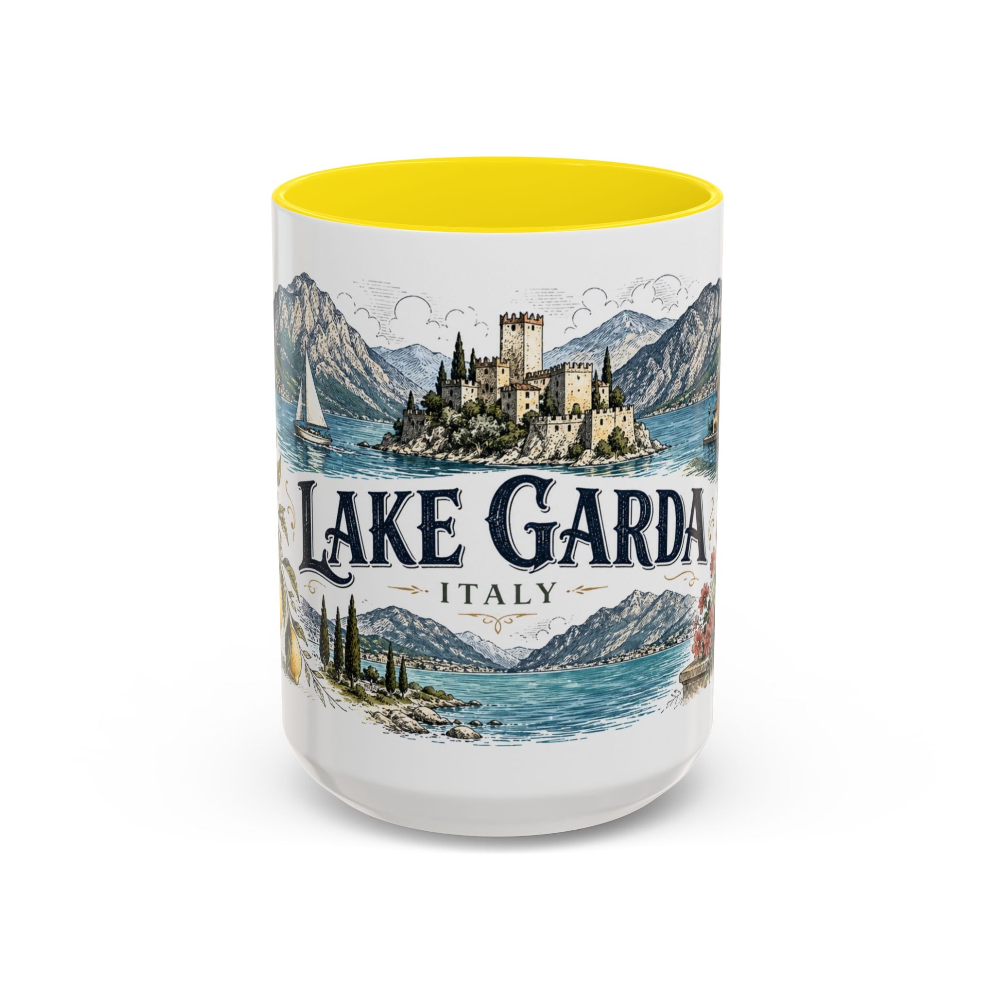 Lake Garda Mug, Italy Travel Souvenir, Bucket List Gift, Accent Ceramic Coffee Mug 11oz 15oz