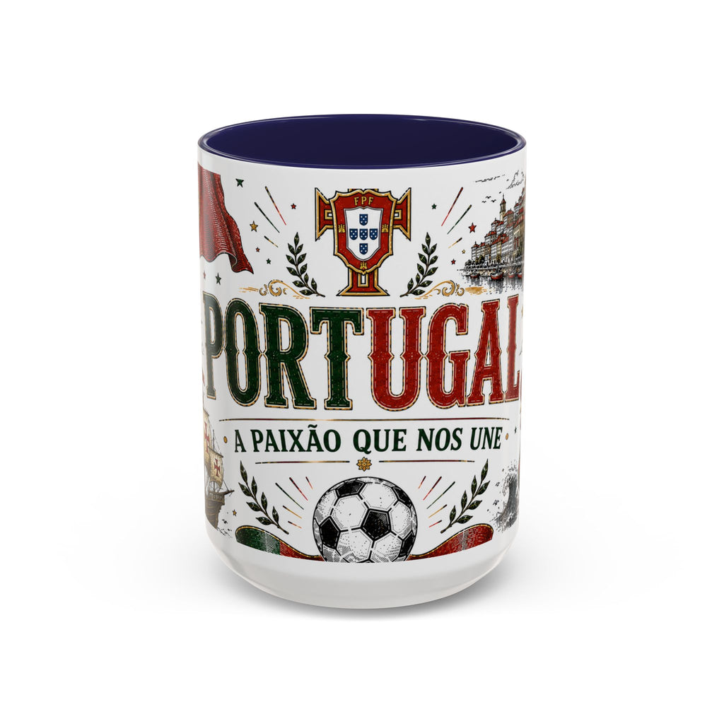 Portugal Soccer Coffee Mug | World Cup Fan Gift | Accent Color Ceramic 11oz 15oz Match Day Cup