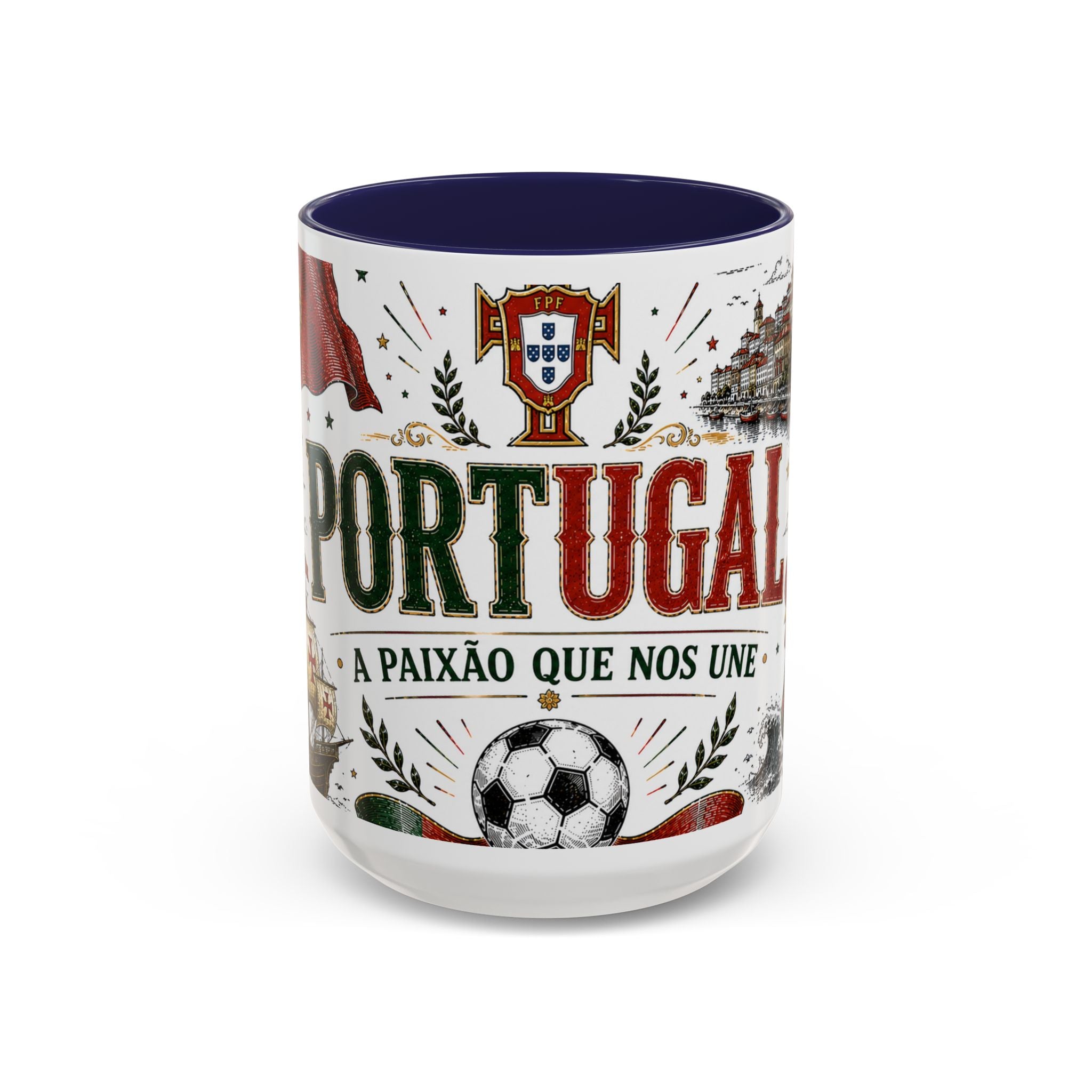 Portugal Soccer Coffee Mug | World Cup Fan Gift | Accent Color Ceramic 11oz 15oz Match Day Cup