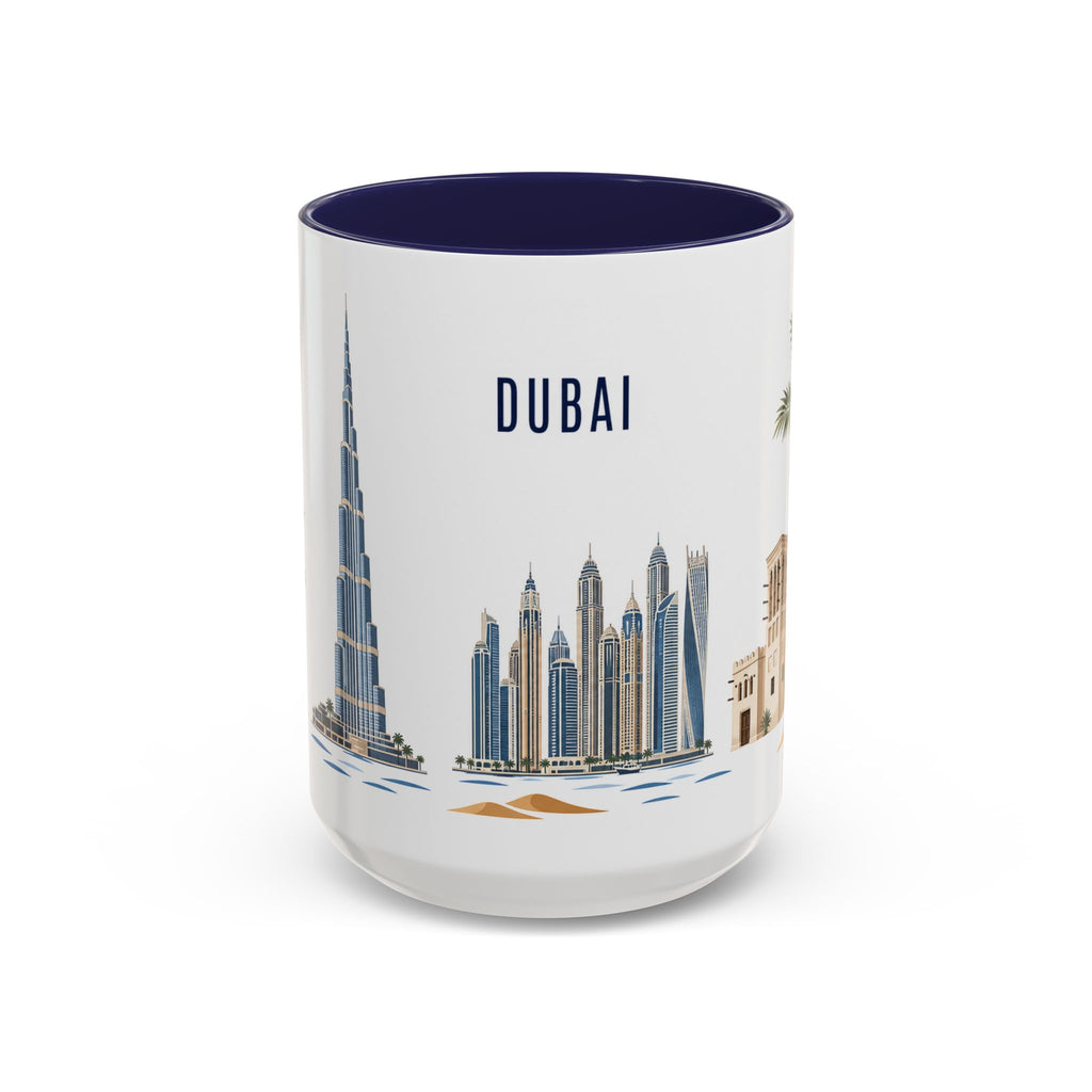 Dubai Coffee Mug | United Arab Emirates Travel Souvenir | Porcelain Decal City Gift | 11oz 15oz Accent Mug