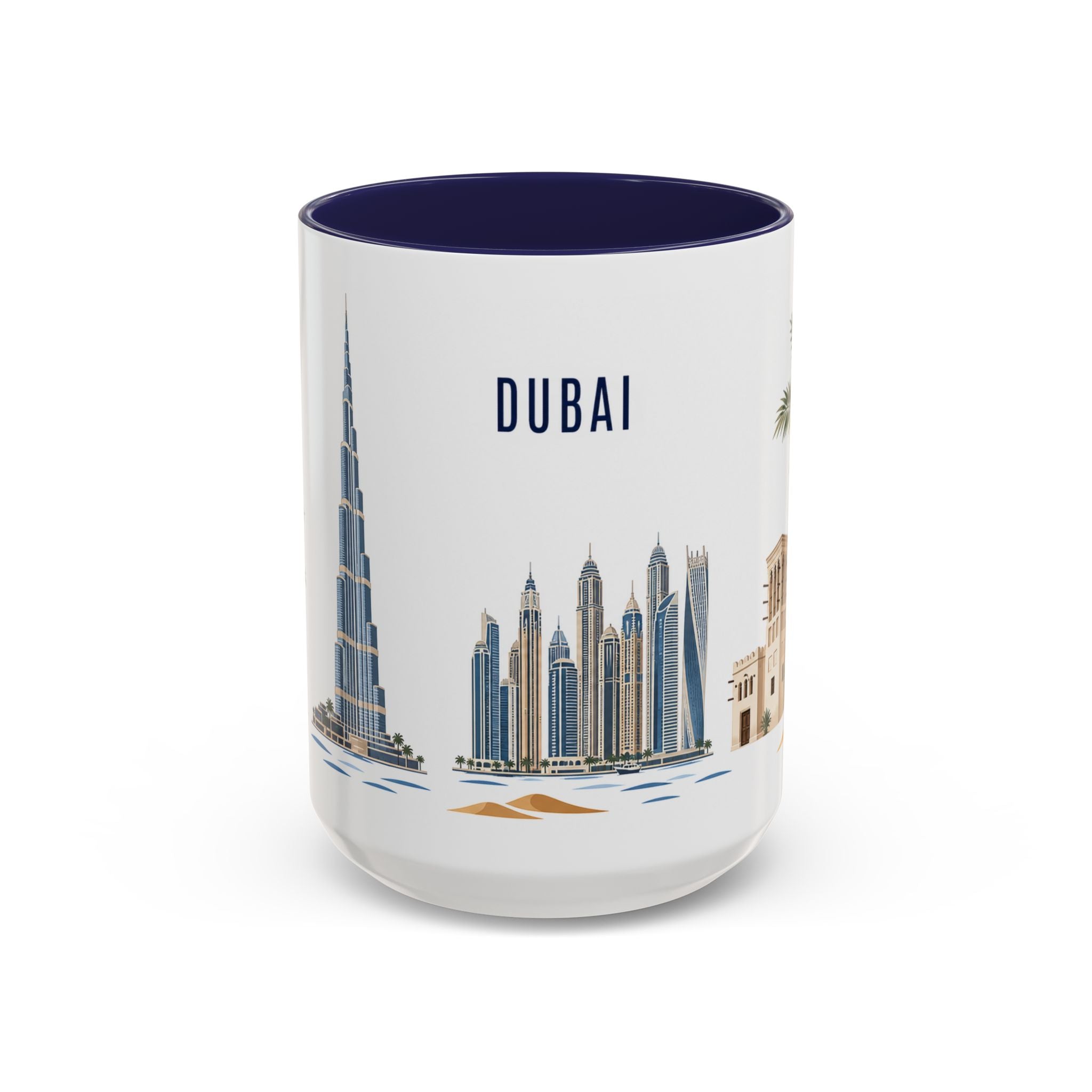 Dubai Coffee Mug | United Arab Emirates Travel Souvenir | Porcelain Decal City Gift | 11oz 15oz Accent Mug