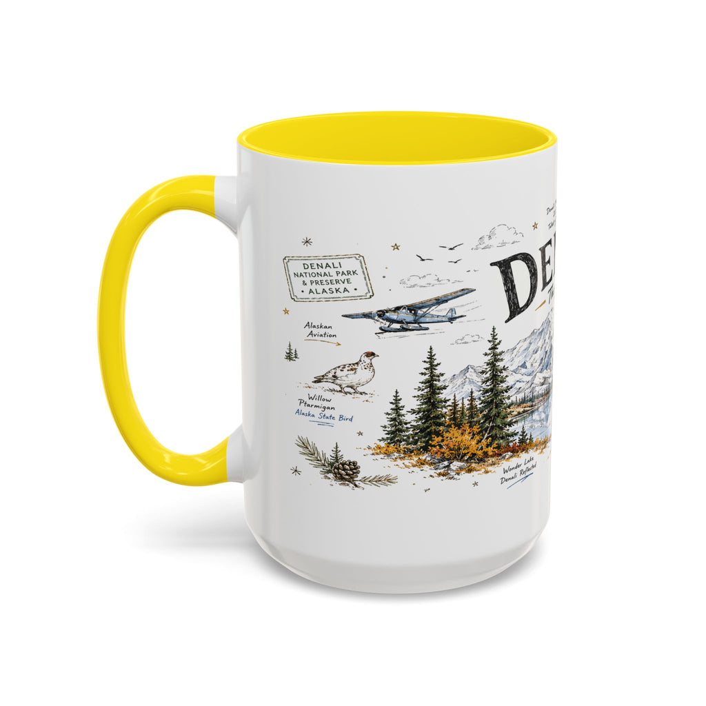 Denali National Park Coffee Mug | Alaska National Park Hiking Gift | Accent Color Ceramic 11oz 15oz
