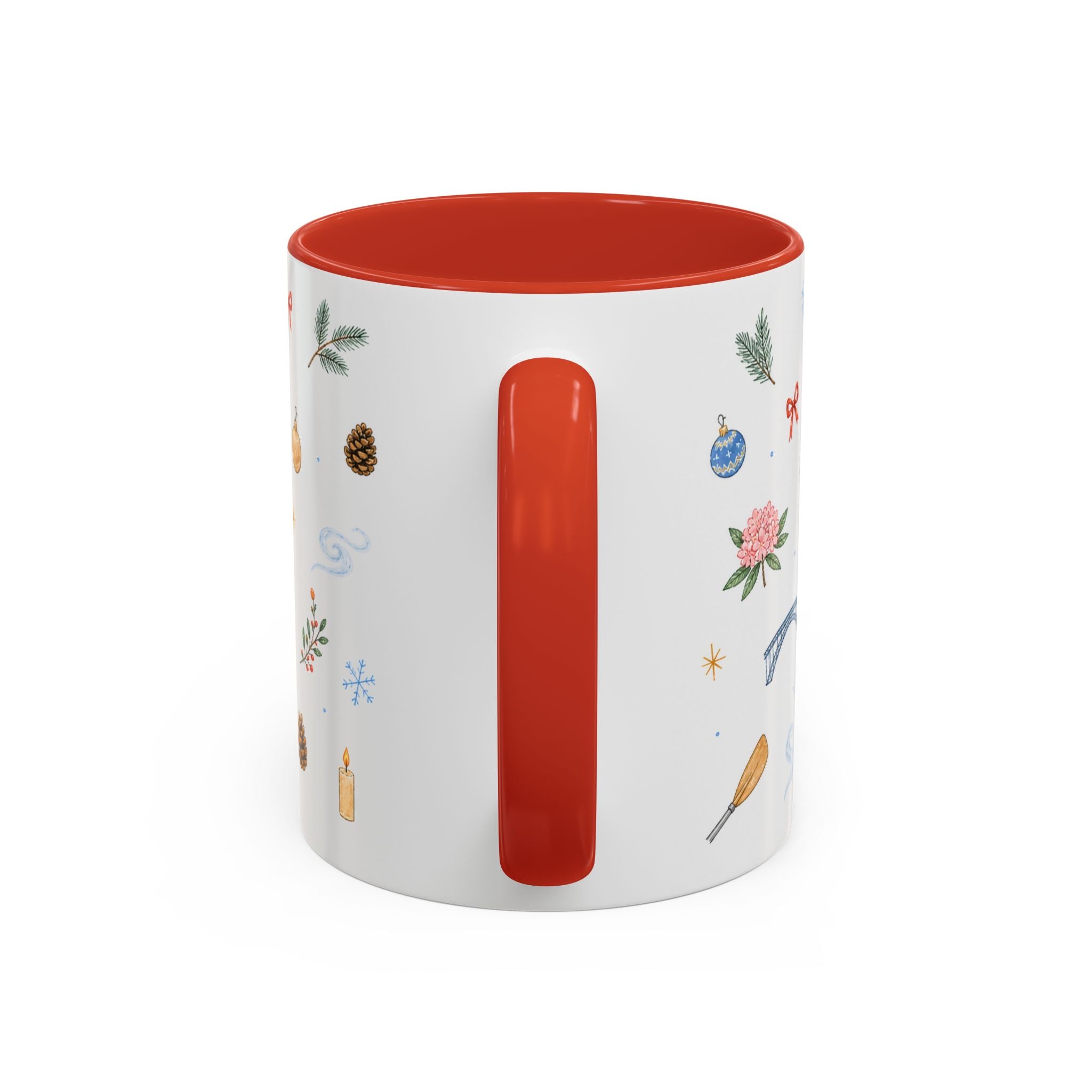 New River Gorge National Park Christmas Mug | Watercolor Travel Souvenir | Holiday Gift | Accent Ceramic Coffee Cup 11oz 15oz