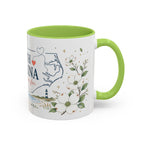 North Carolina State Map Mug | Moving Away, Homesick Gift | Botanical Accent Coffee Cup