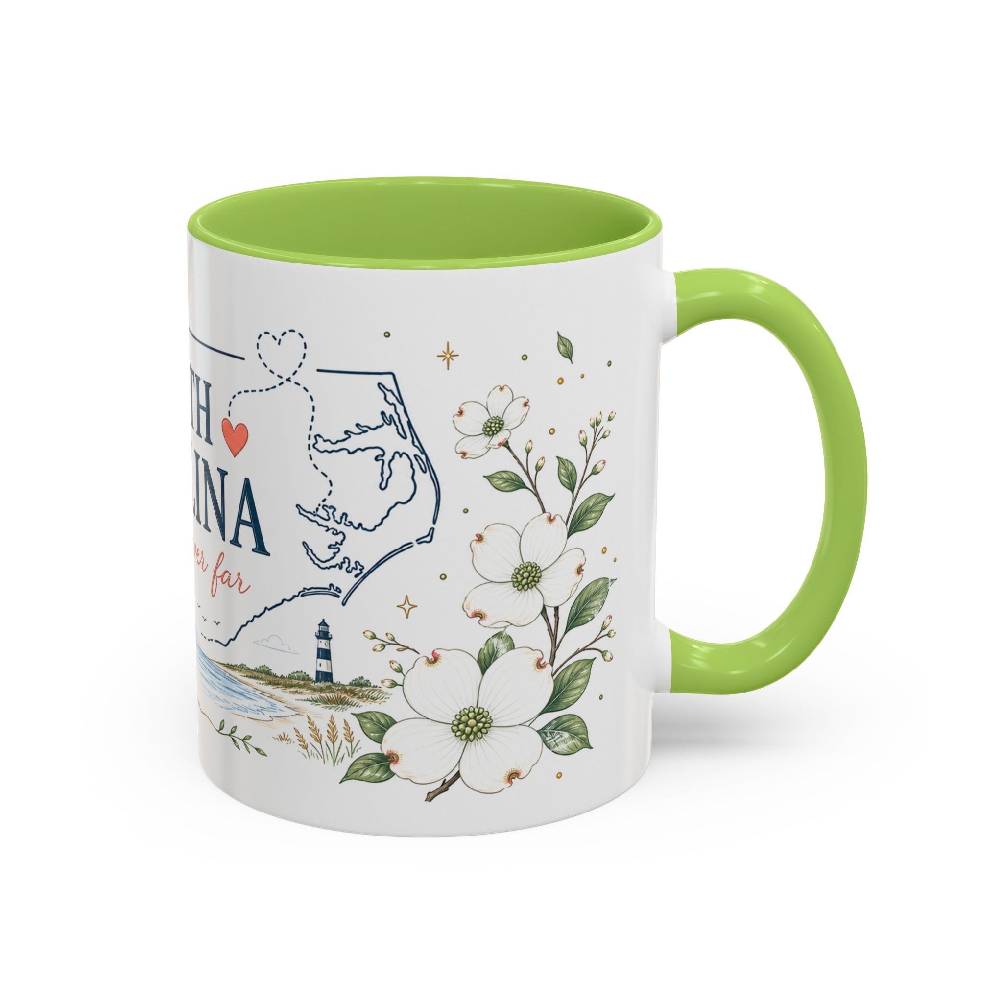 North Carolina State Map Mug | Moving Away, Homesick Gift | Botanical Accent Coffee Cup