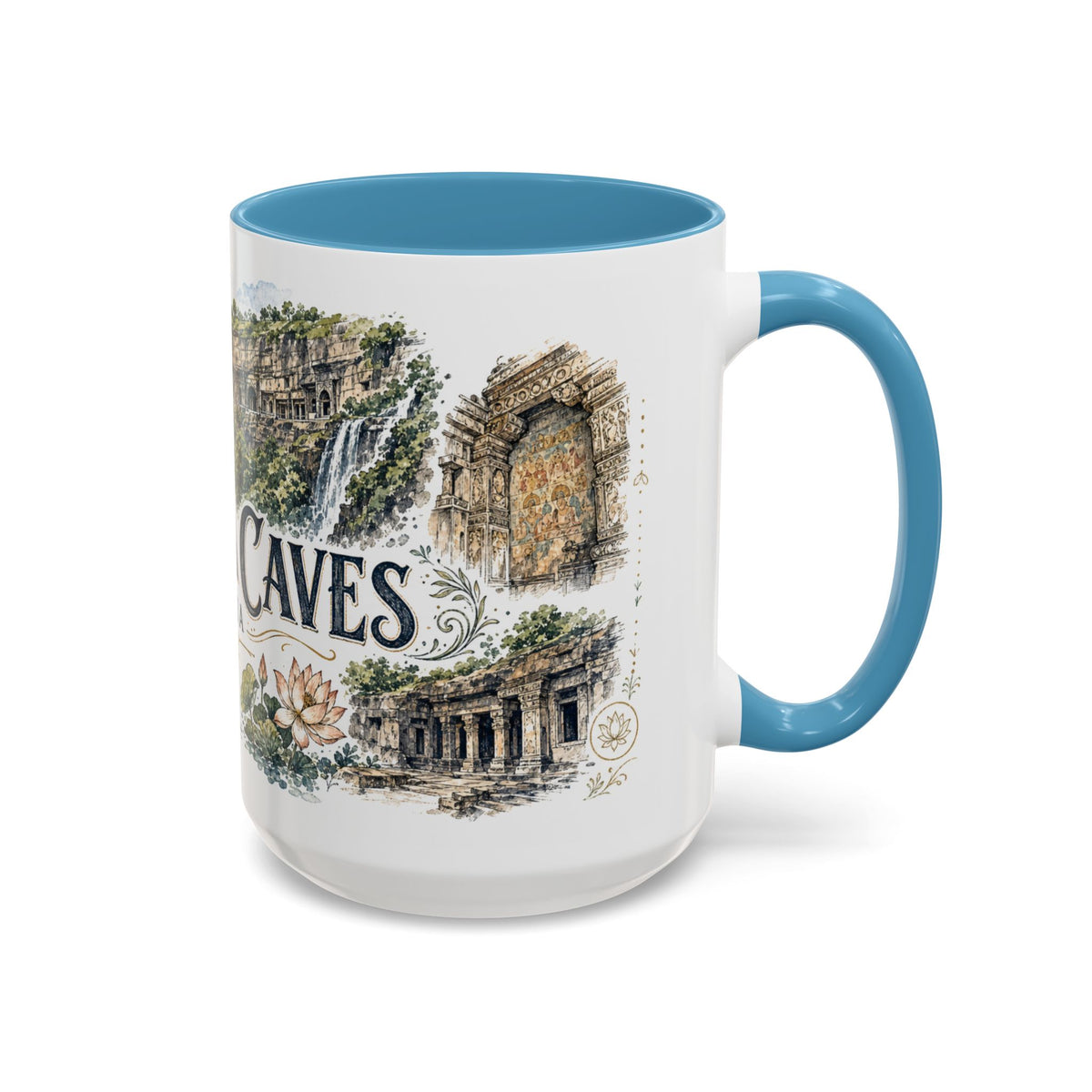 Ajanta Caves Mug, India Travel Souvenir, Bucket List Gift, Accent Ceramic Coffee Mug 11oz 15oz