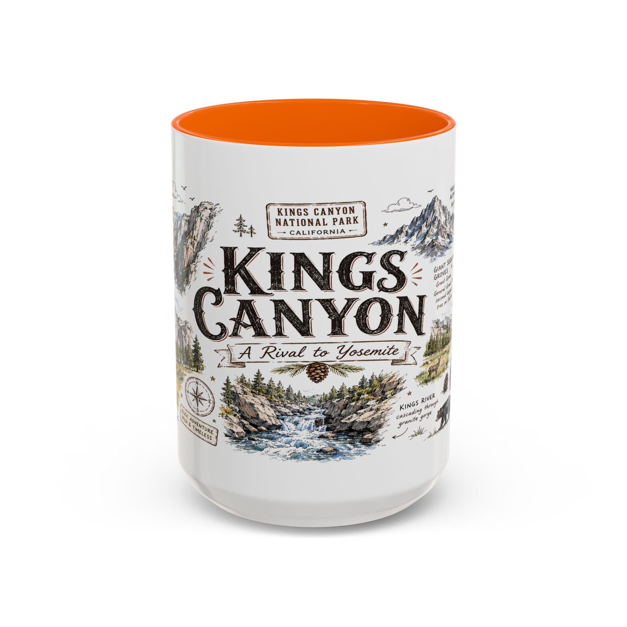 Kings Canyon National Park Coffee Mug | California Sierra Nevada Sequoia Gift | Accent Color Ceramic 11oz 15oz