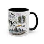 Olympic Coffee Mug | National Park Hiking Rainforest Gift | Accent Color Ceramic 11oz 15oz