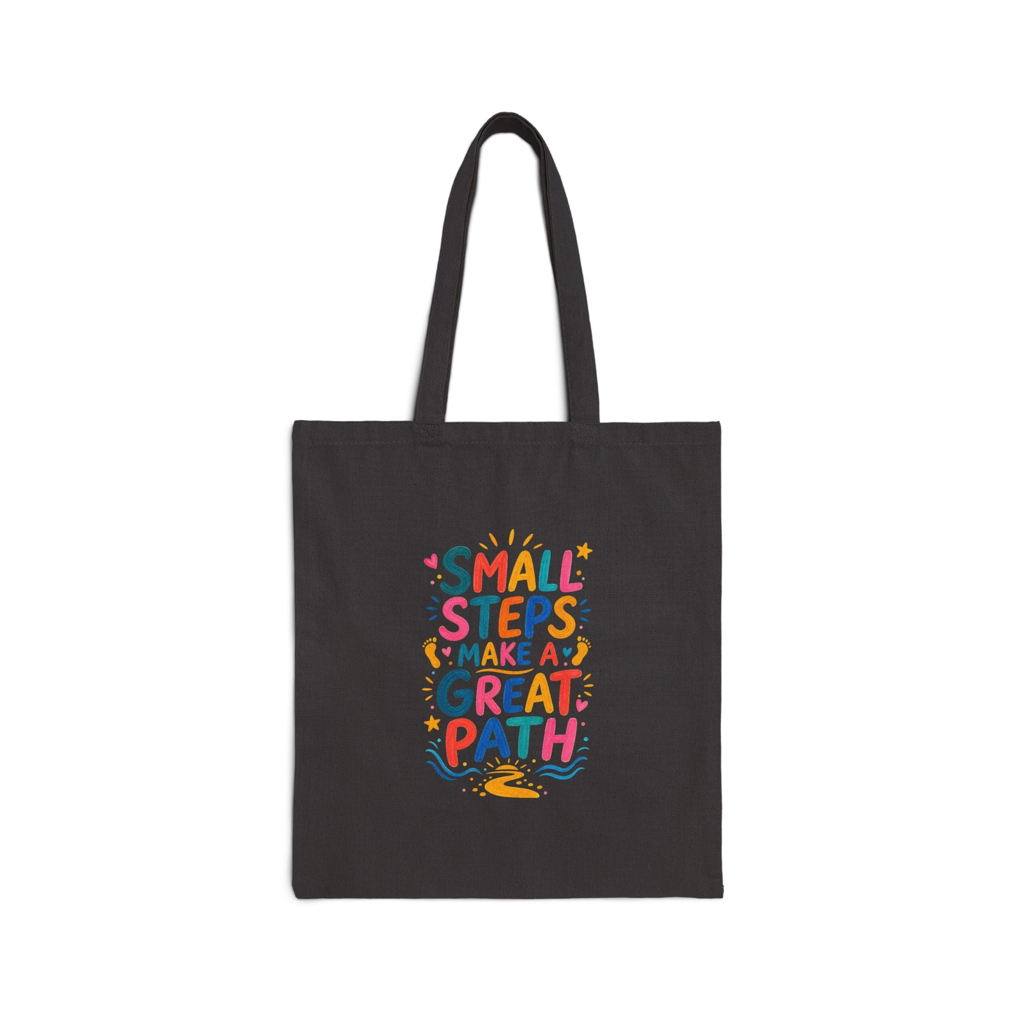 Small Steps Make A Great Path Tote Bag | Ancient Wisdom Quote Canvas Bag | Colorful Philosophy Gift